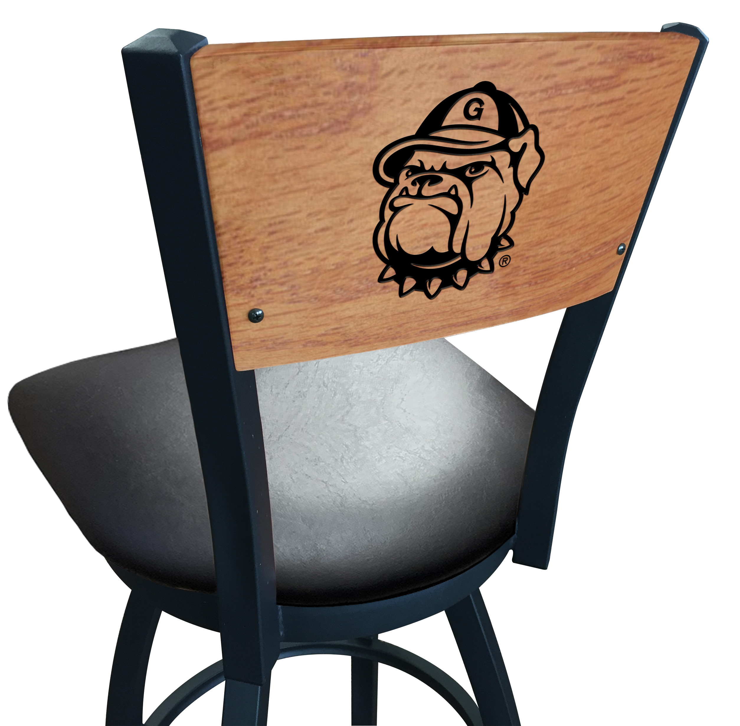 L038 Georgetown 36" Swivel Bar Stool with Black Wrinkle Finish and a Laser Engraved Back  