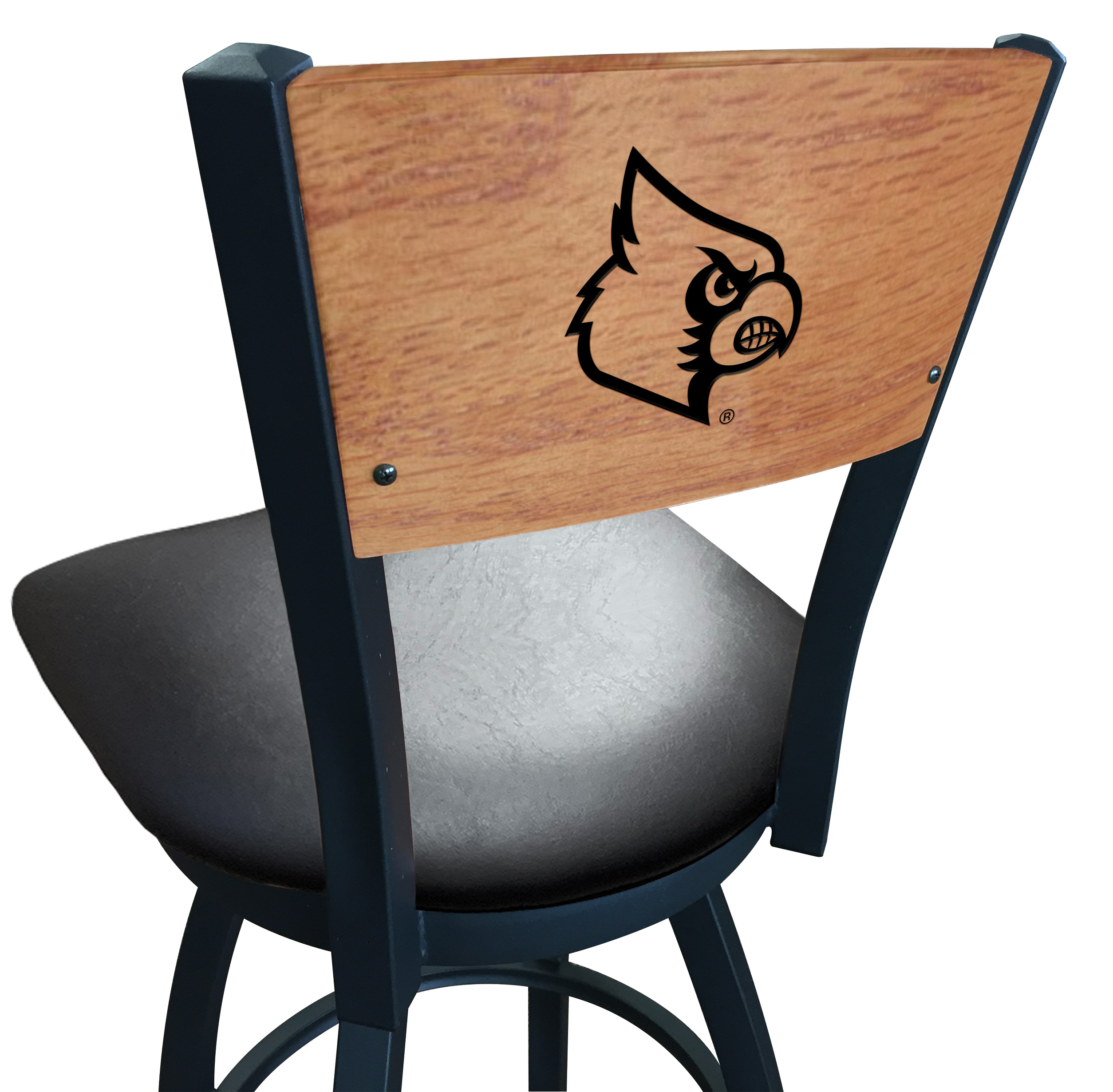 L038 Louisville 36" Swivel Bar Stool with Black Wrinkle Finish and a Laser Engraved Back  