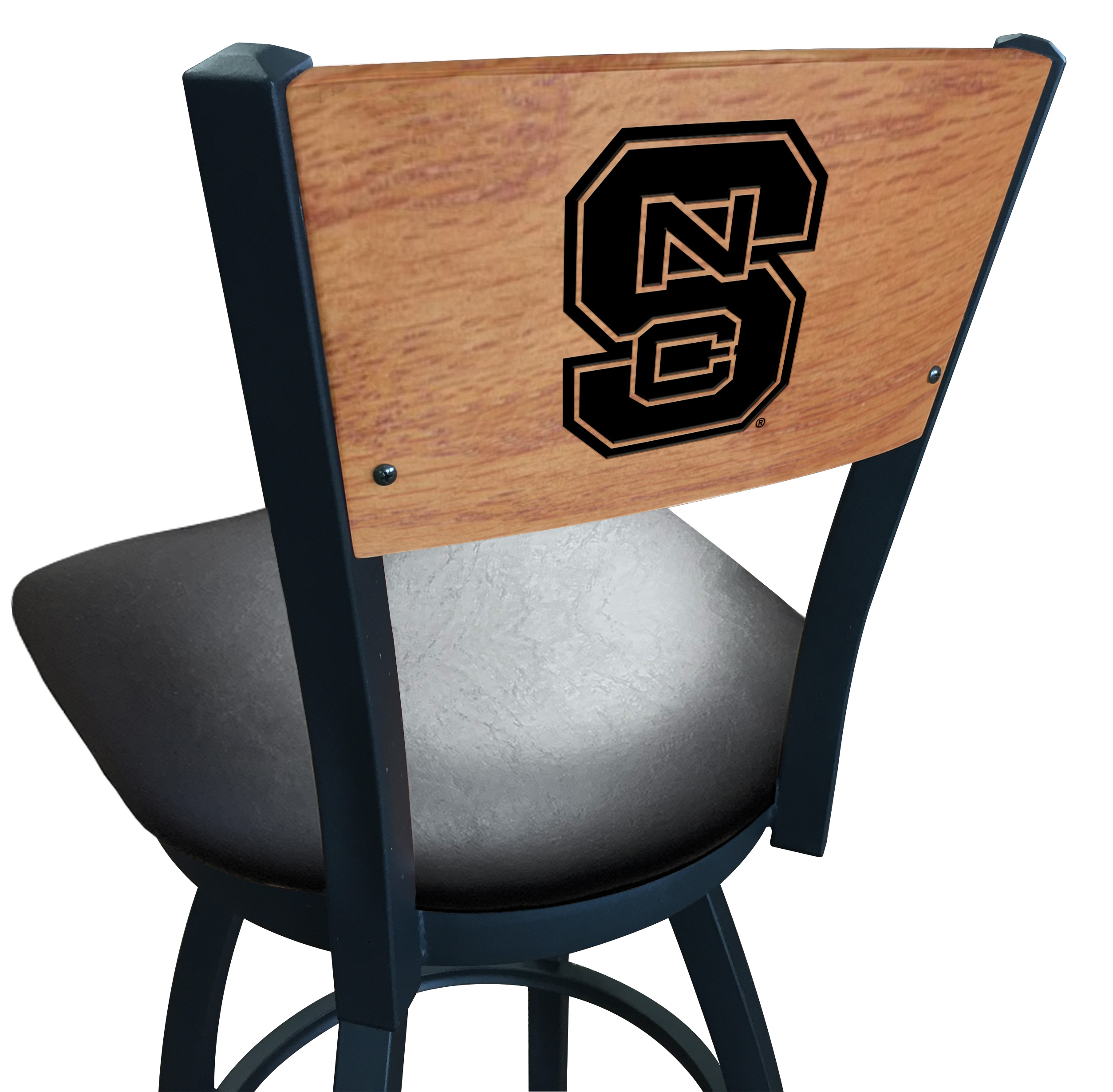 L038 North Carolina State 36" Swivel Bar Stool with Black Wrinkle Finish and a Laser Engraved Back  