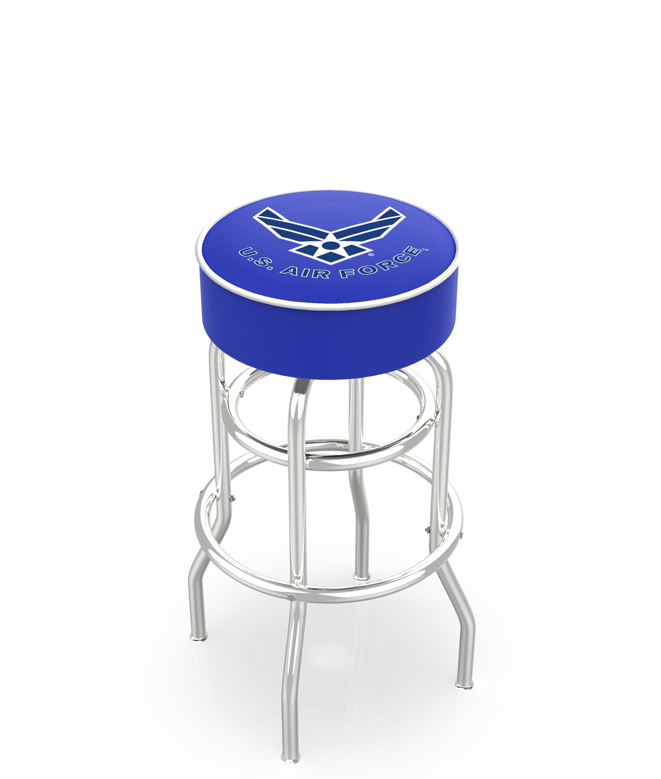  L7C1 U.S. Air Force 30" Double-Ring Swivel Bar Stool with Chrome Finish   