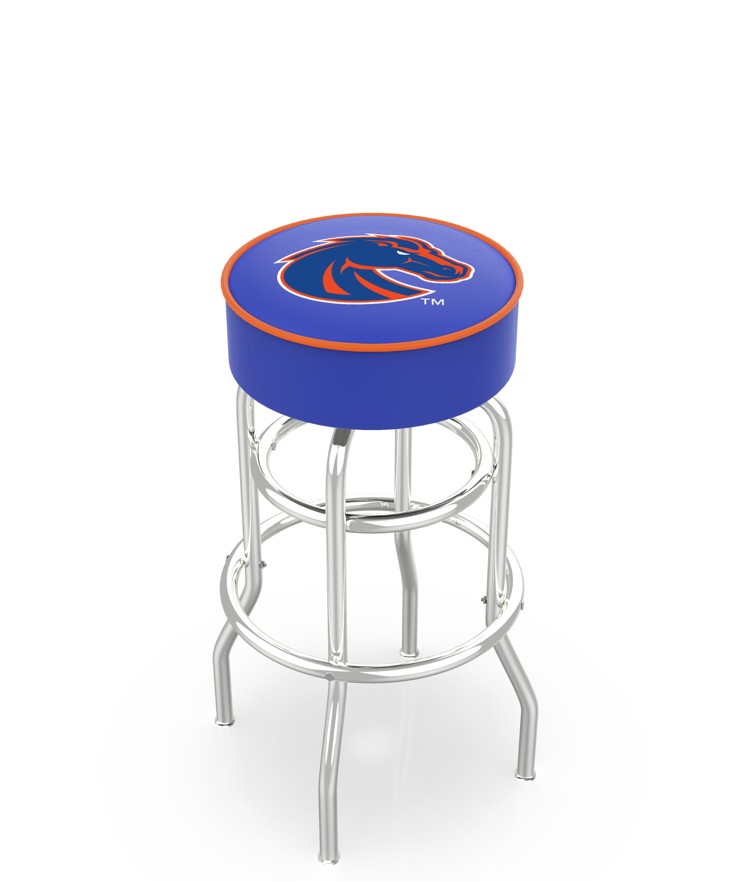  L7C1 Boise State 30" Double-Ring Swivel Bar Stool with Chrome Finish   