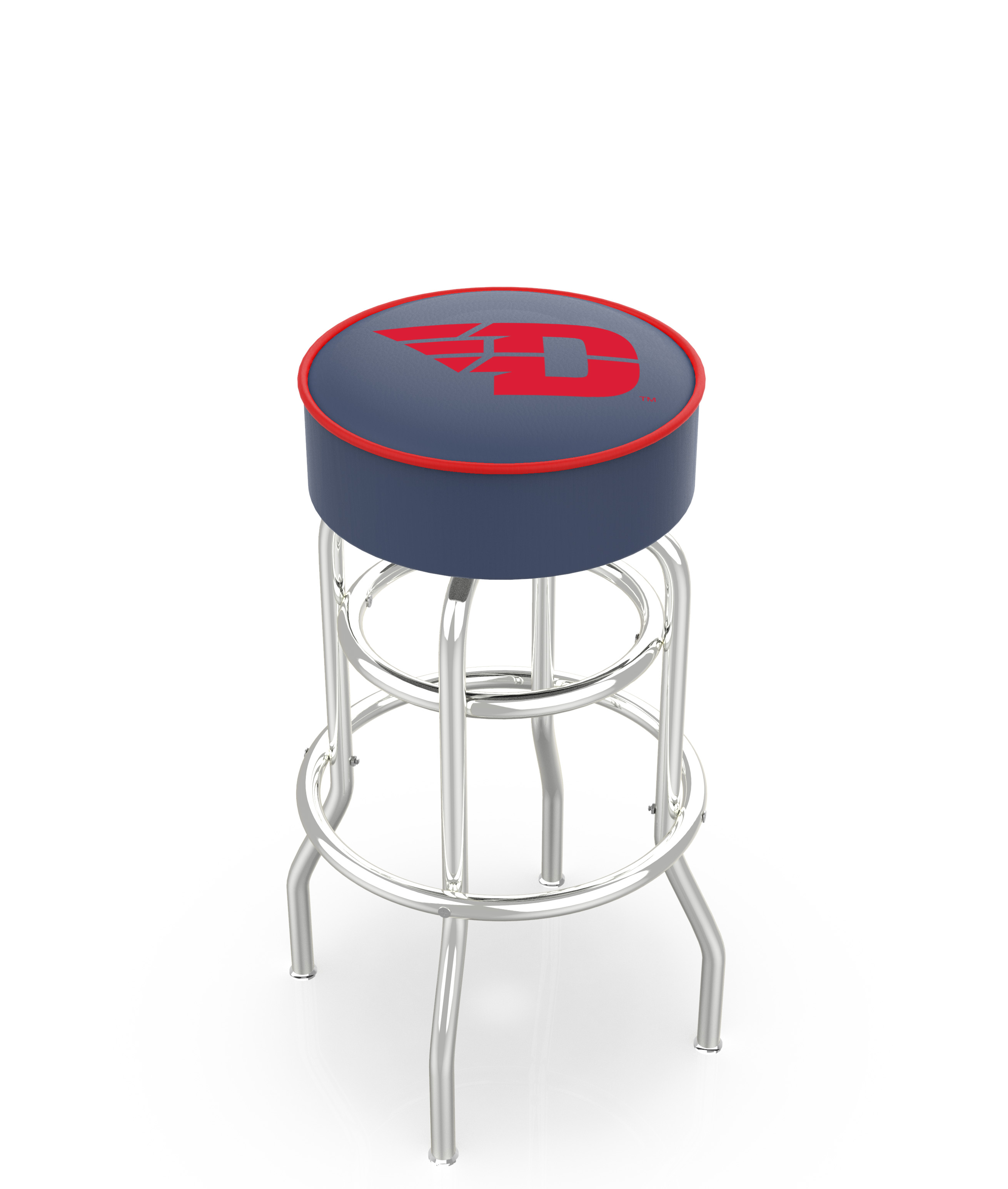  L7C1 University of Dayton 30" Double-Ring Swivel Bar Stool with Chrome Finish   