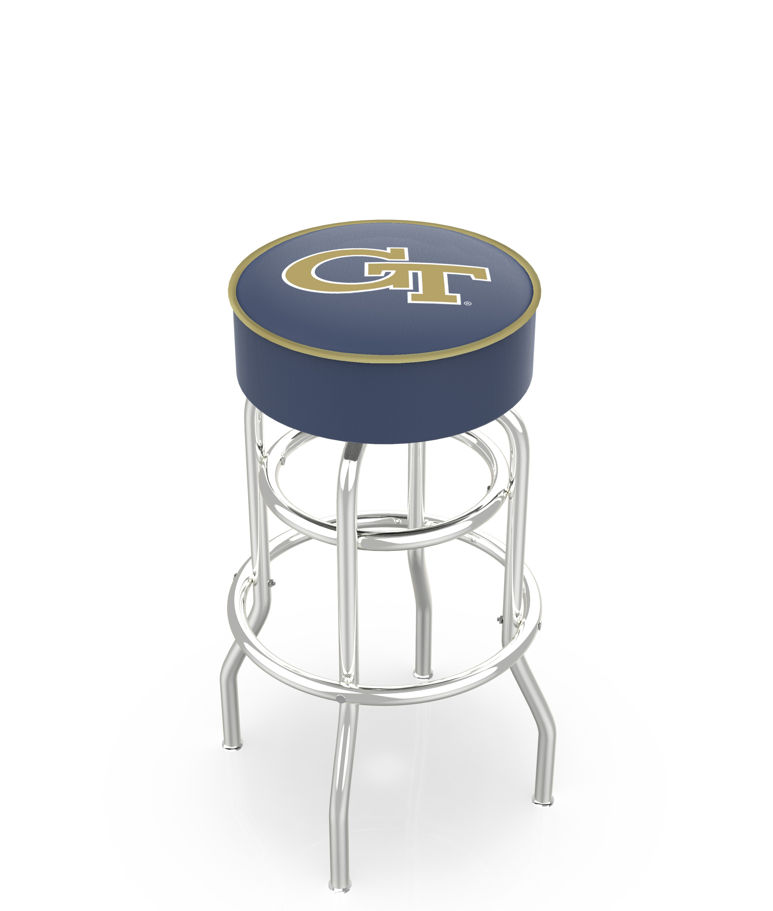  L7C1 Georgia Tech 30" Double-Ring Swivel Bar Stool with Chrome Finish   