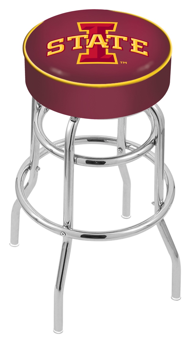  L7C1 Iowa State 30" Double-Ring Swivel Bar Stool with Chrome Finish   