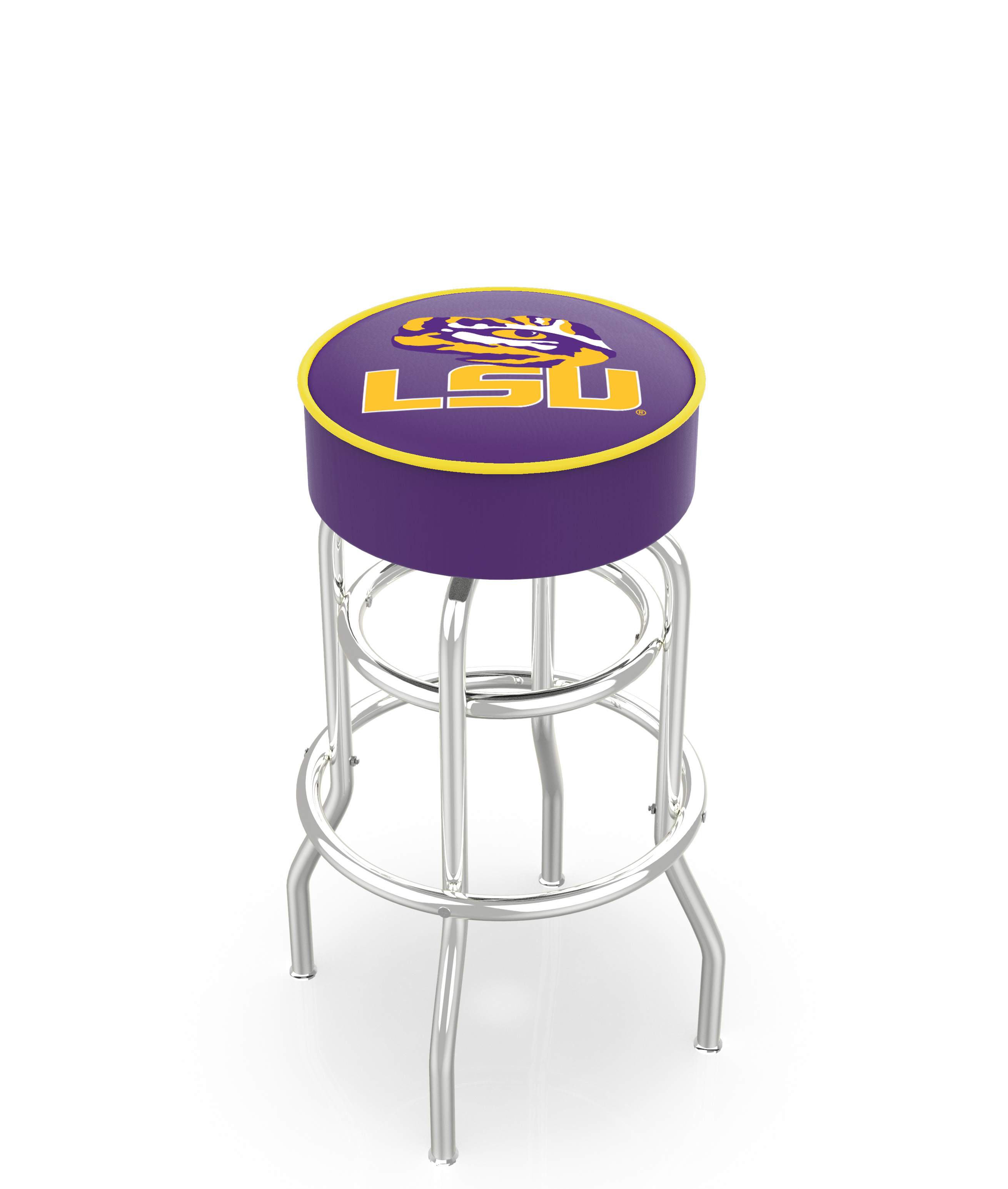  L7C1 Louisiana State 30" Double-Ring Swivel Bar Stool with Chrome Finish   
