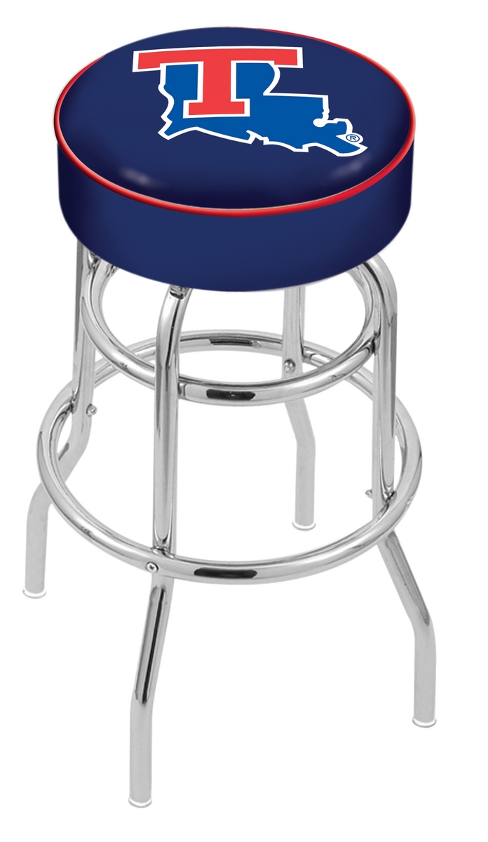  L7C1 Louisiana Tech 30" Double-Ring Swivel Bar Stool with Chrome Finish   
