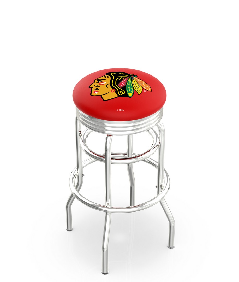  L7C3C Chicago Blackhawks 25" Double-Ring Swivel Counter Stool with Chrome Finish  