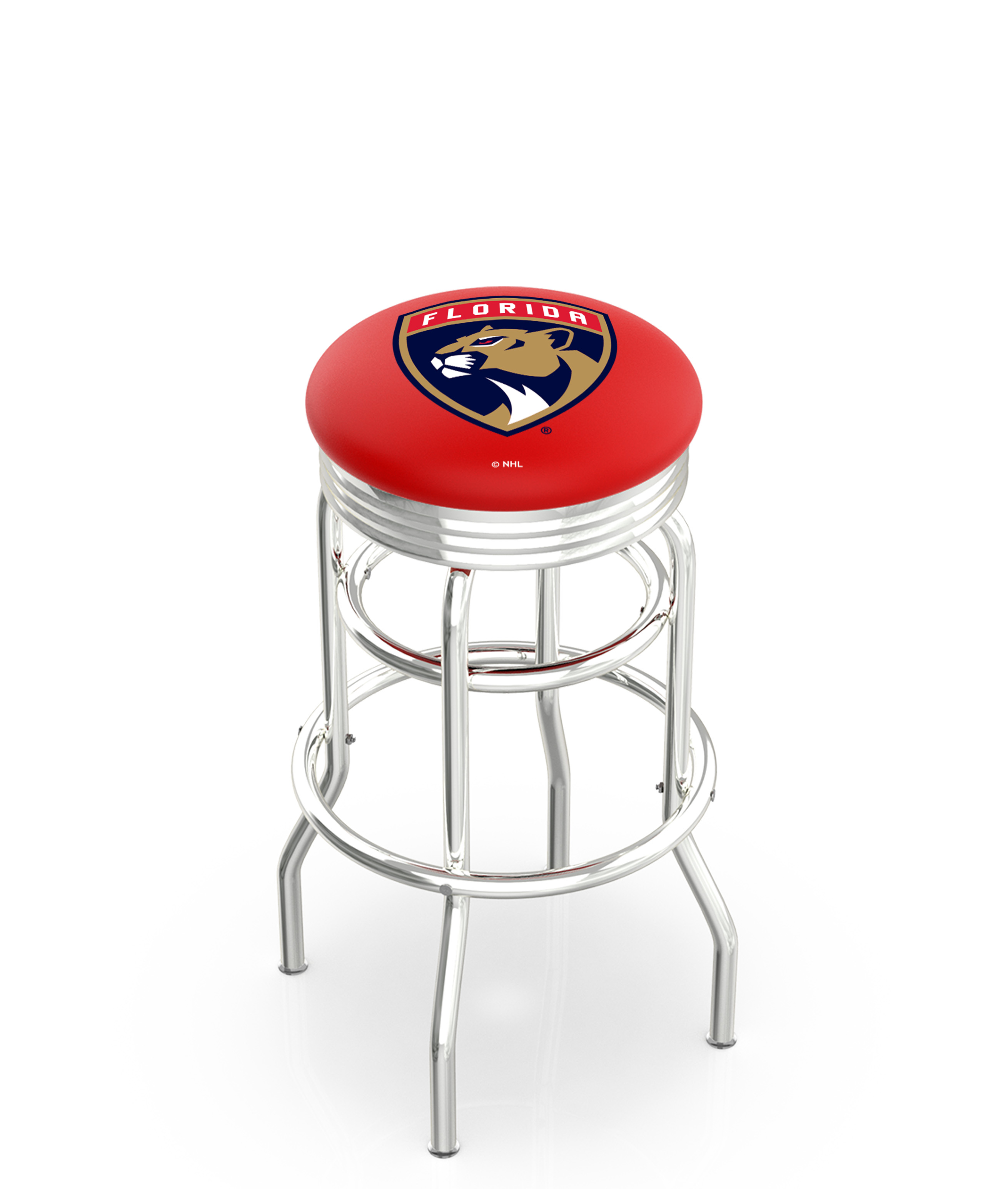  L7C3C Florida Panthers 25" Double-Ring Swivel Counter Stool with Chrome Finish  
