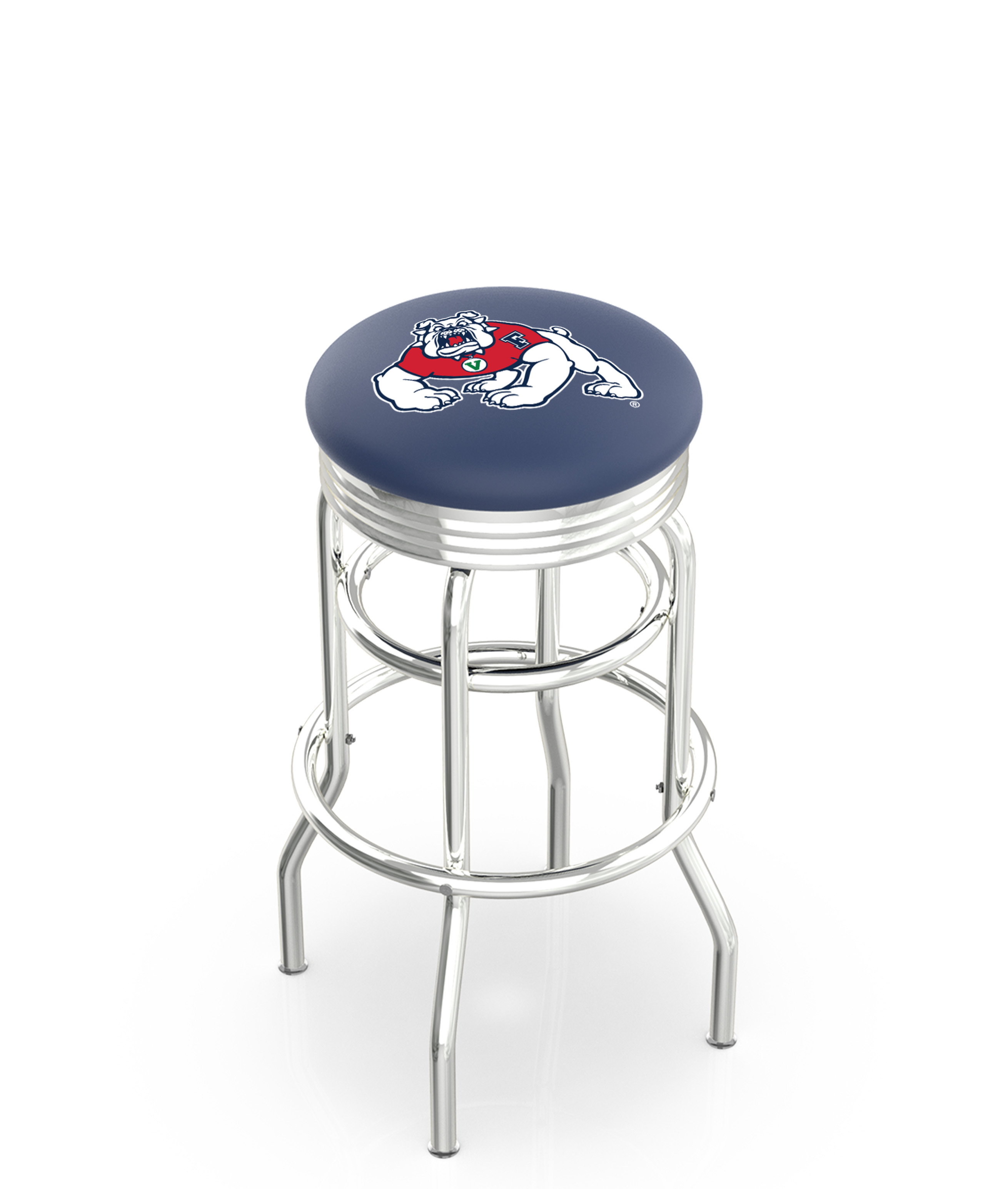  L7C3C Fresno State 30" Double-Ring Swivel Bar Stool with Chrome Finish  
