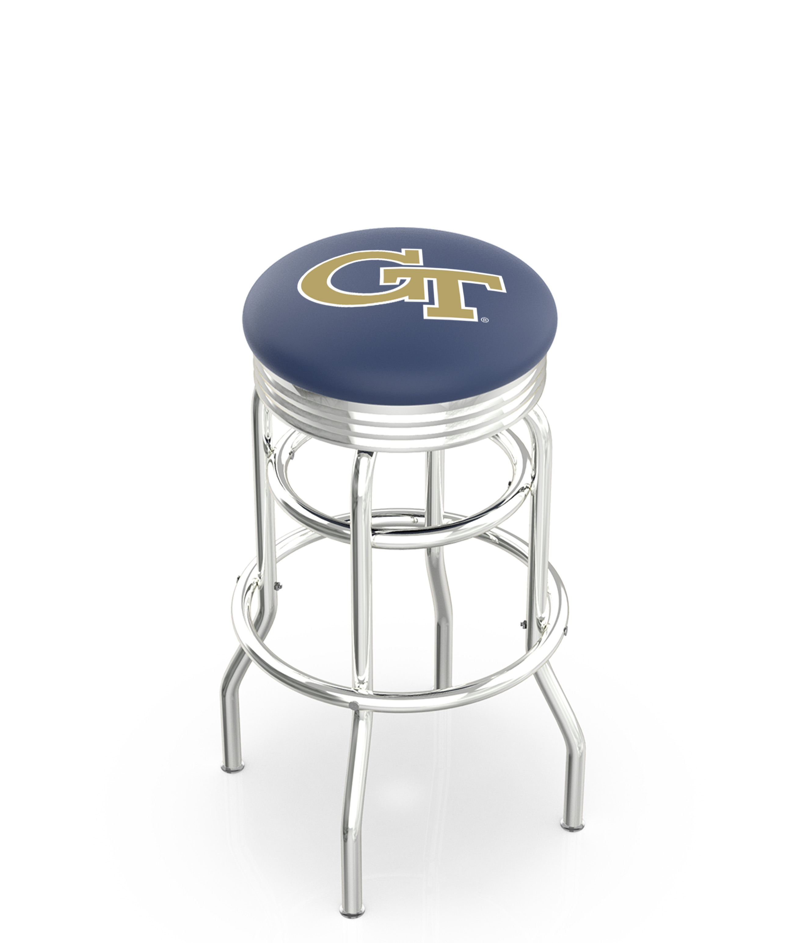  L7C3C Georgia Tech 30" Double-Ring Swivel Bar Stool with Chrome Finish  