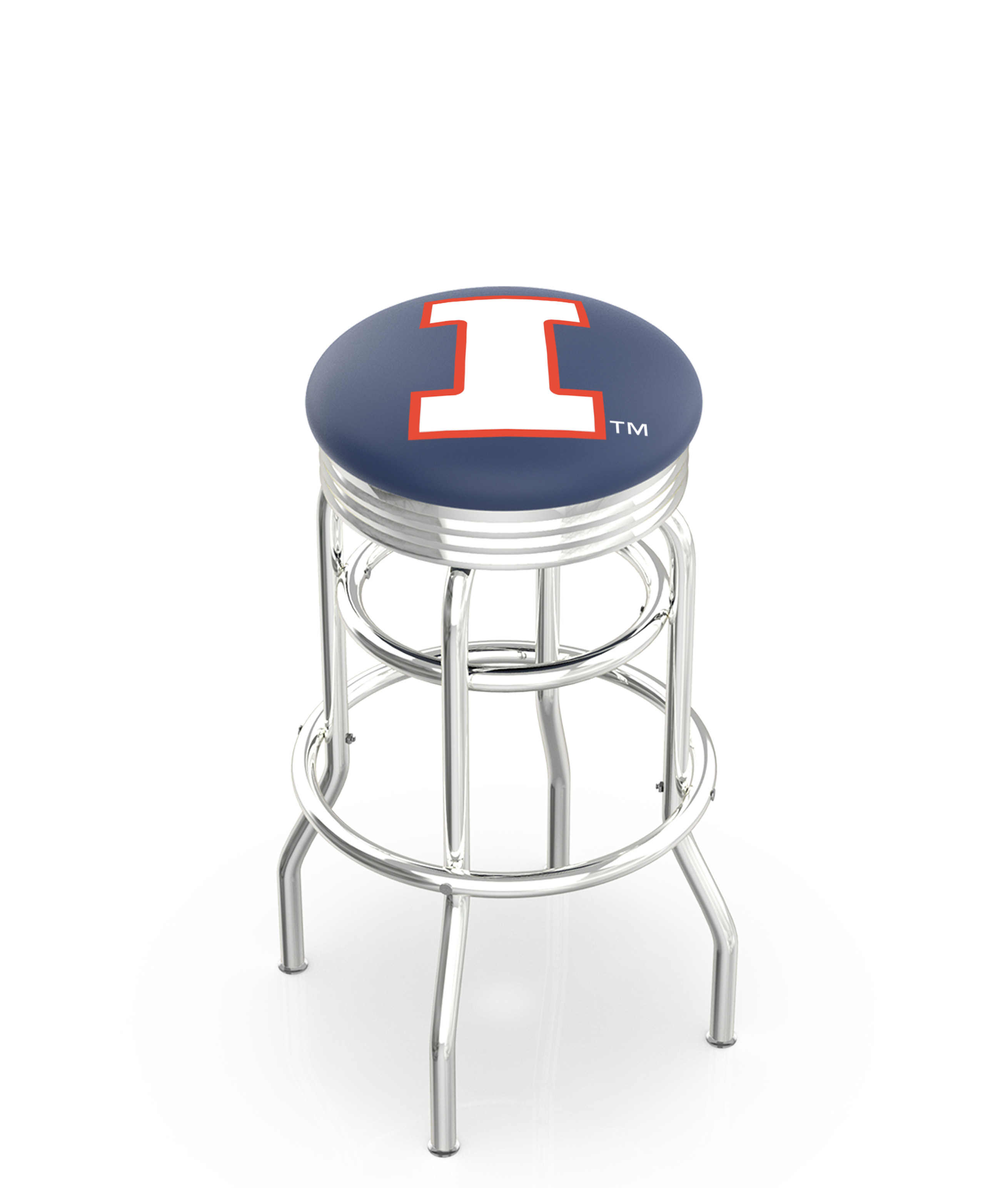  L7C3C Illinois 30" Double-Ring Swivel Bar Stool with Chrome Finish  