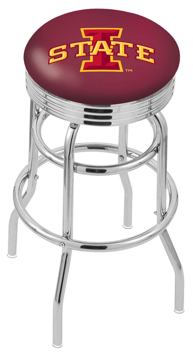  L7C3C Iowa State 30" Double-Ring Swivel Bar Stool with Chrome Finish  