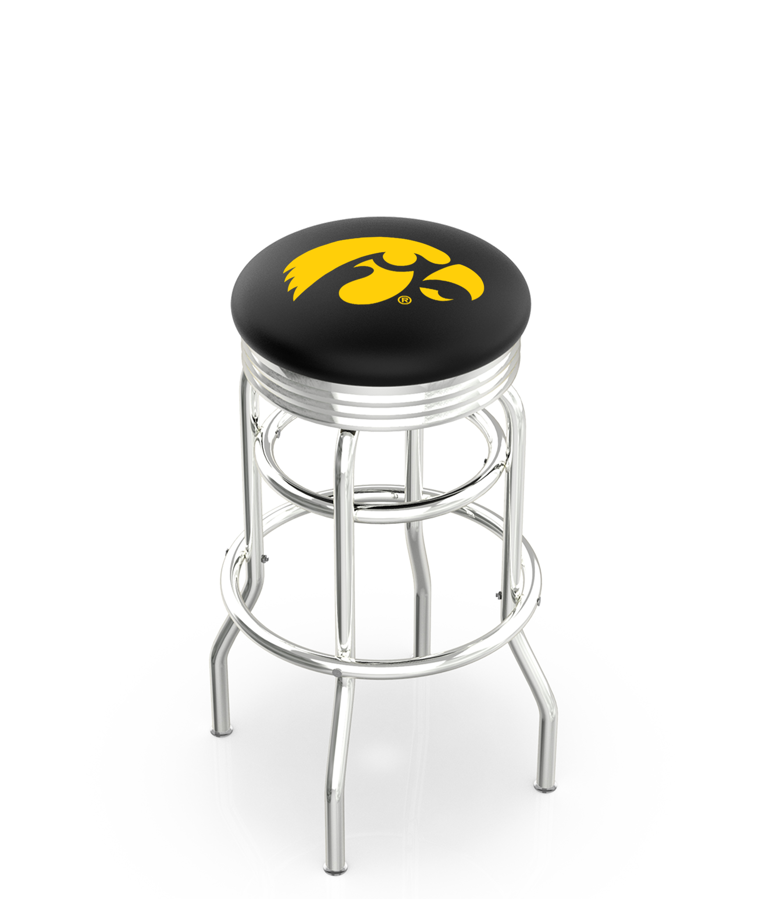  L7C3C Iowa 30" Double-Ring Swivel Bar Stool with Chrome Finish  