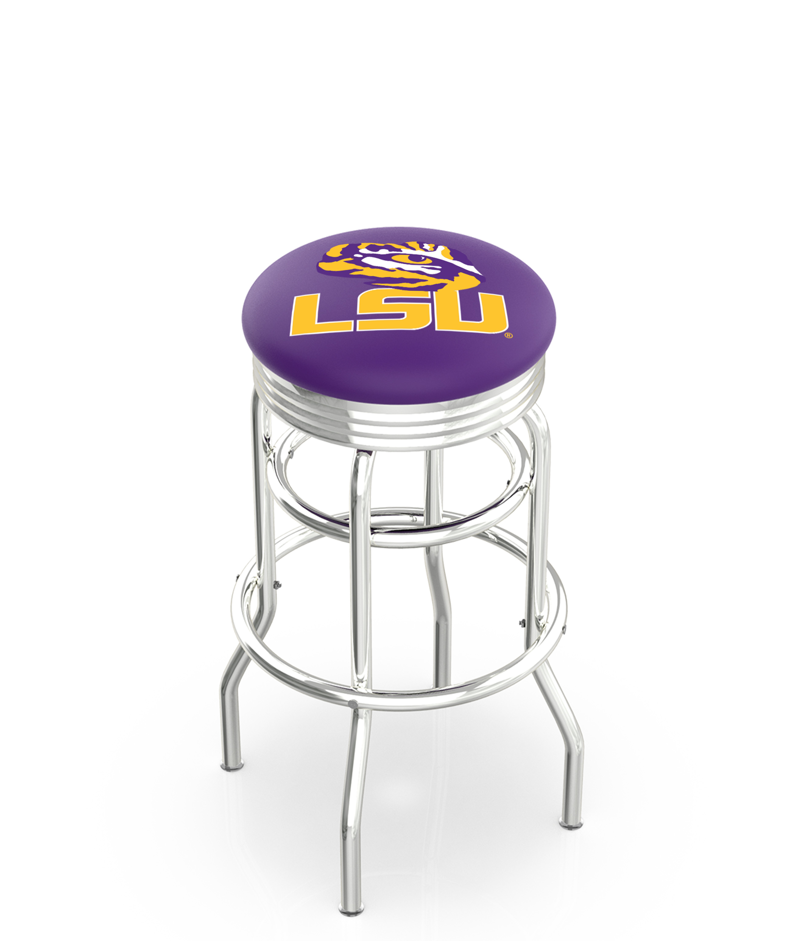  L7C3C Louisiana State 30" Double-Ring Swivel Bar Stool with Chrome Finish  