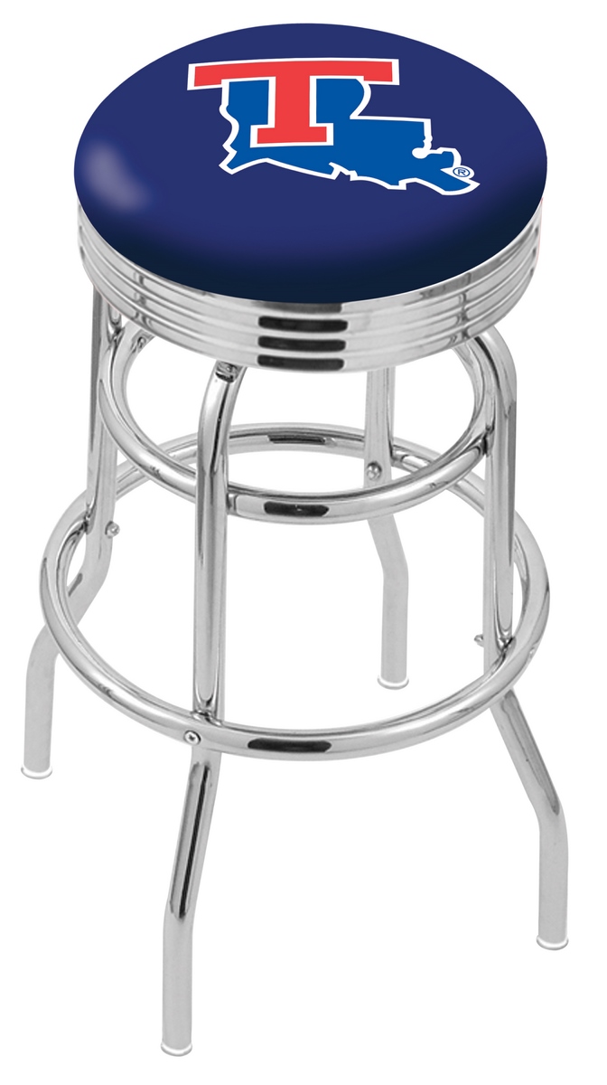  L7C3C Louisiana Tech 30" Double-Ring Swivel Bar Stool with Chrome Finish  