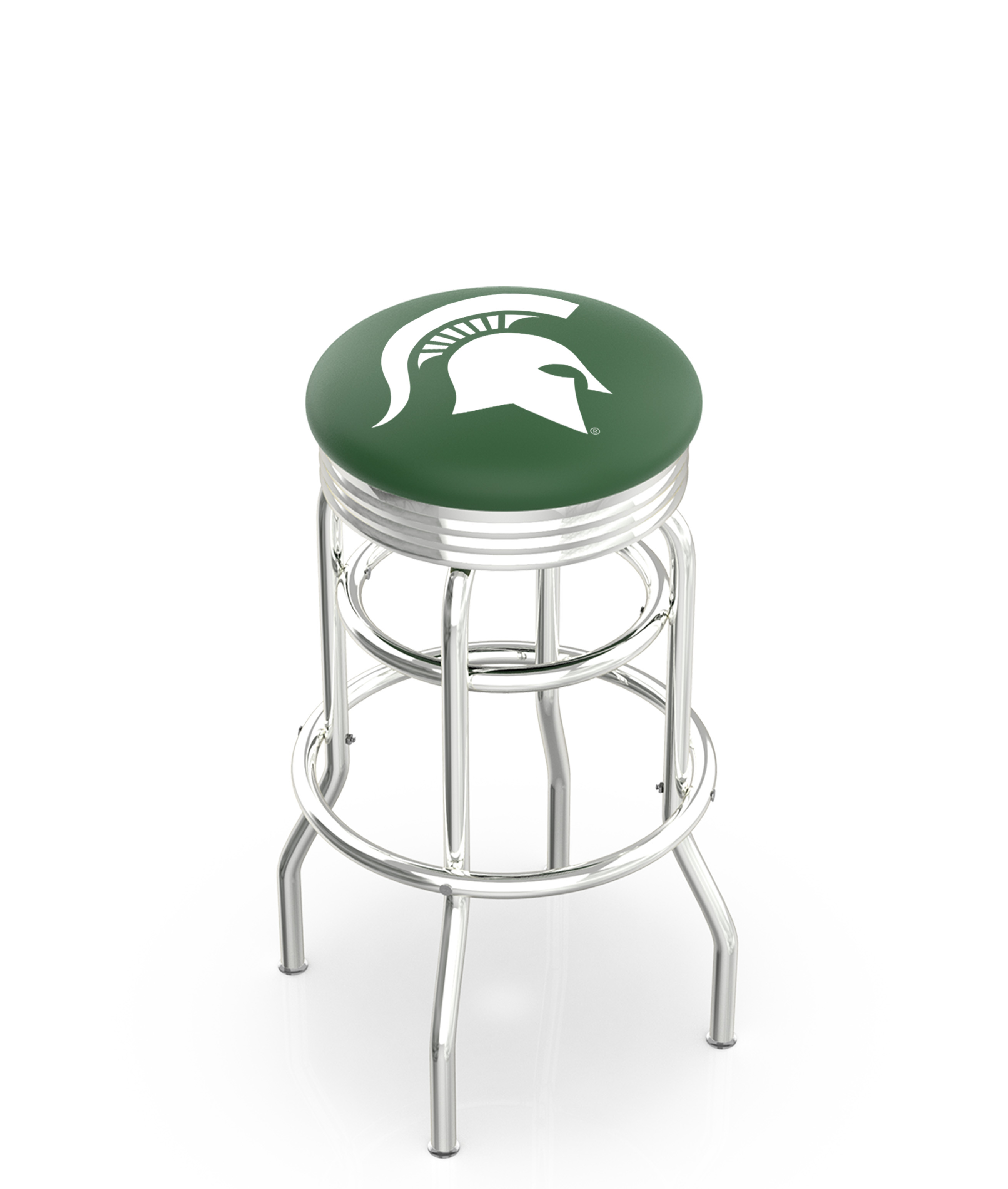  L7C3C Michigan State 25" Double-Ring Swivel Counter Stool with Chrome Finish  