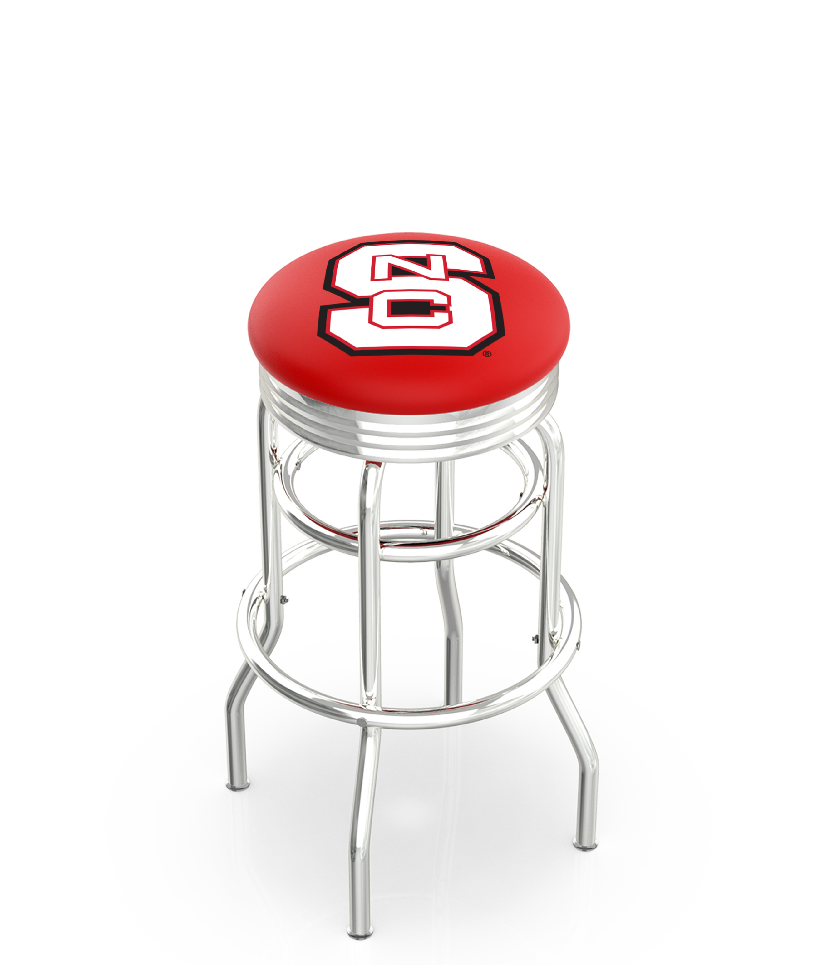  L7C3C North Carolina State 30" Double-Ring Swivel Bar Stool with Chrome Finish  