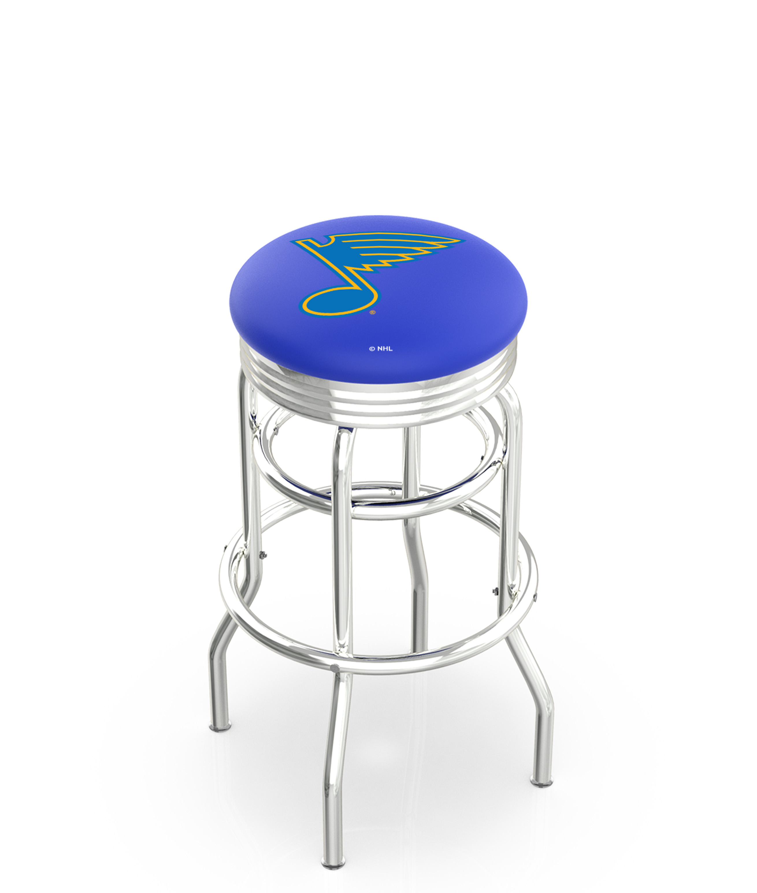  L7C3C St Louis Blues 25" Double-Ring Swivel Counter Stool with Chrome Finish  