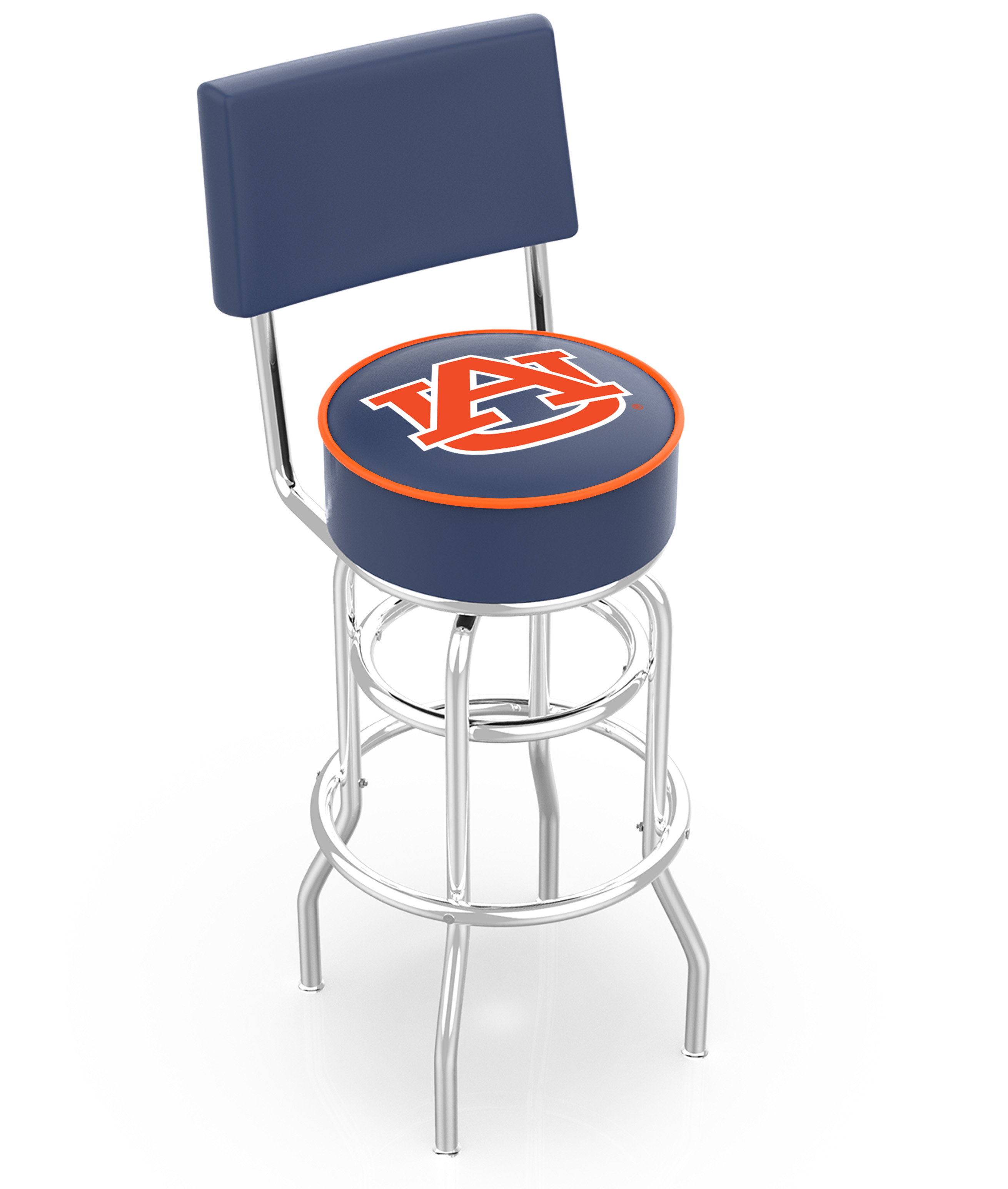  L7C4 Auburn 30" Double-Ring Swivel Bar Stool with Chrome Finish  