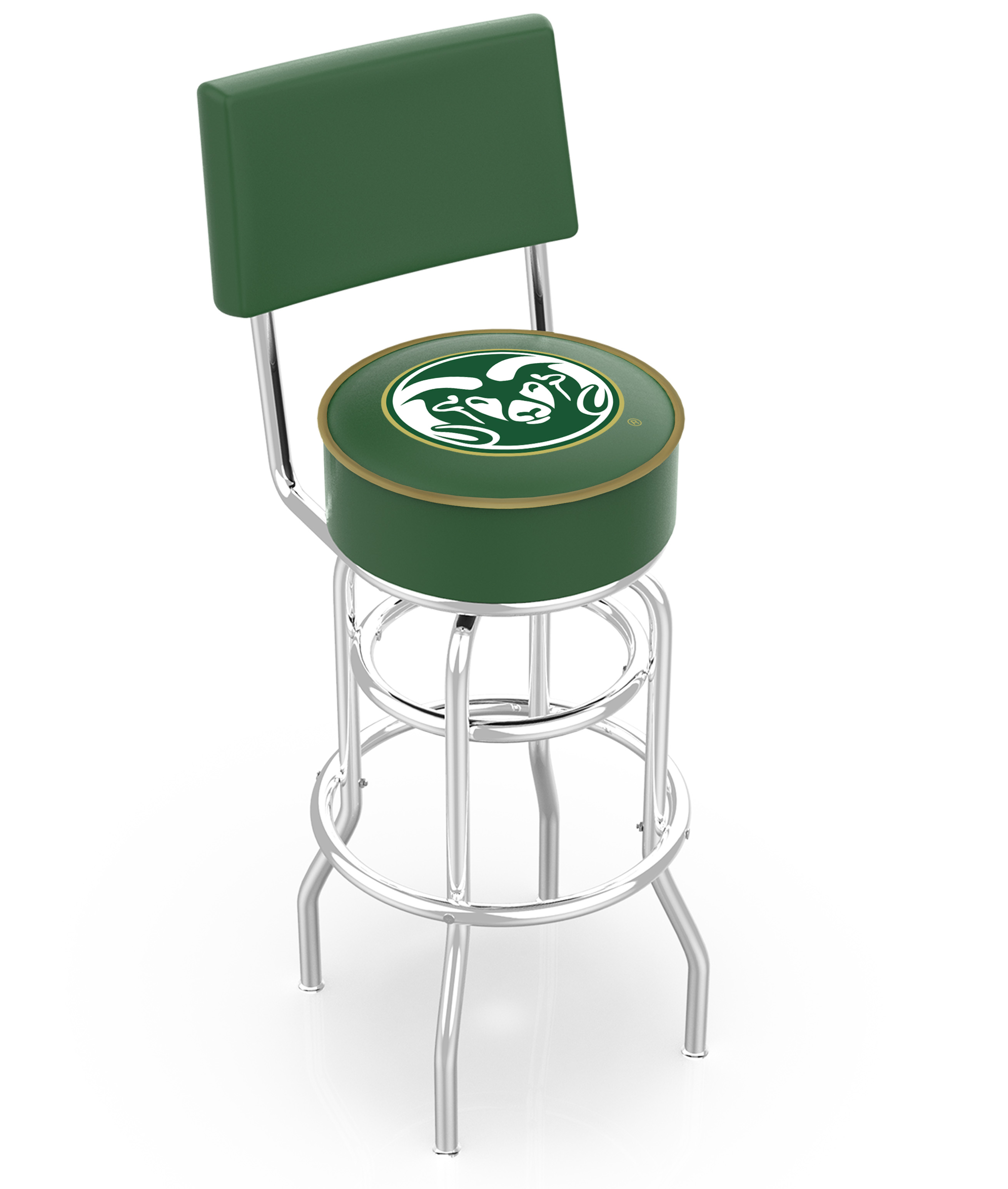  L7C4 Colorado State 30" Double-Ring Swivel Bar Stool with Chrome Finish  