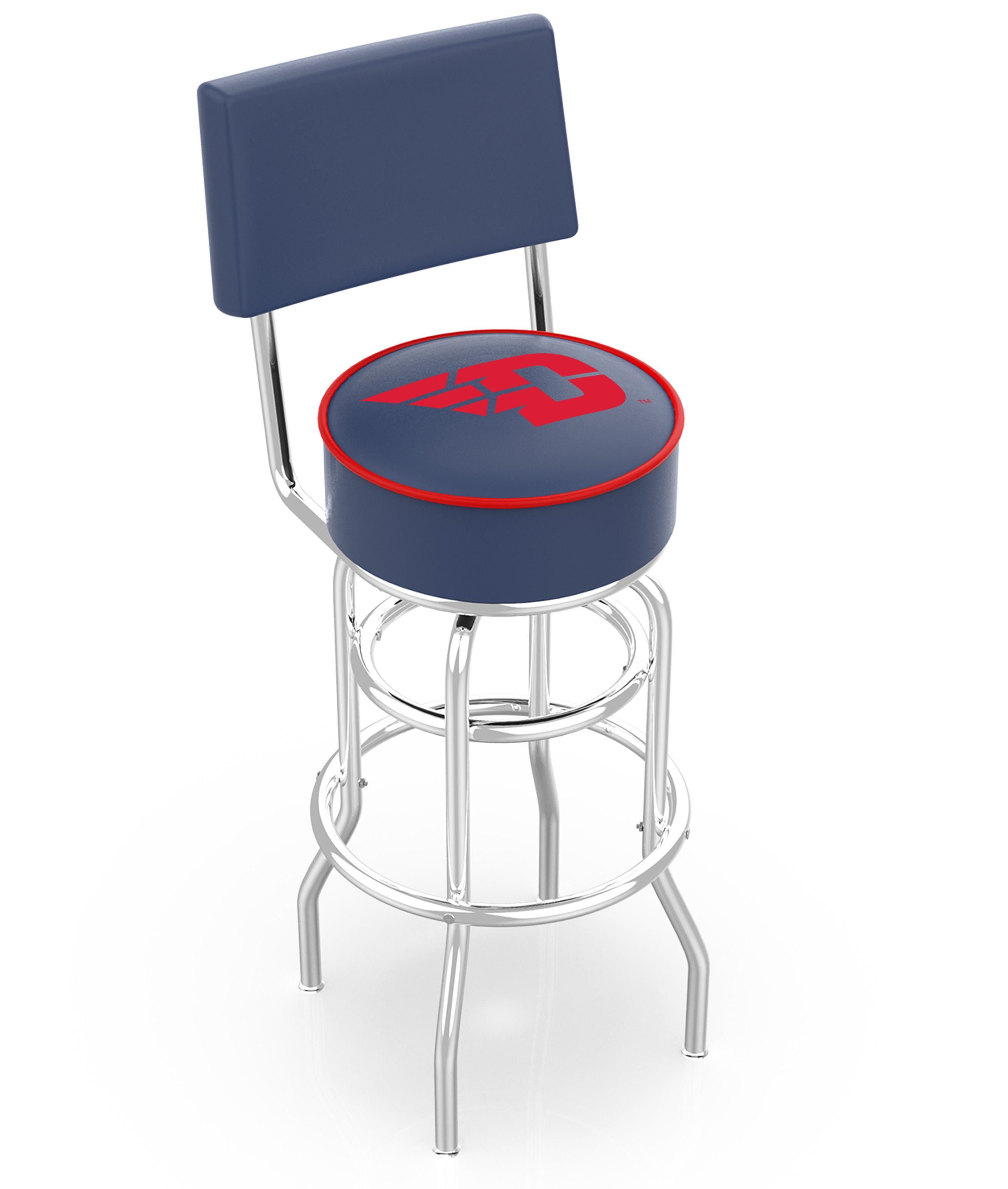  L7C4 University of Dayton 30" Double-Ring Swivel Bar Stool with Chrome Finish  