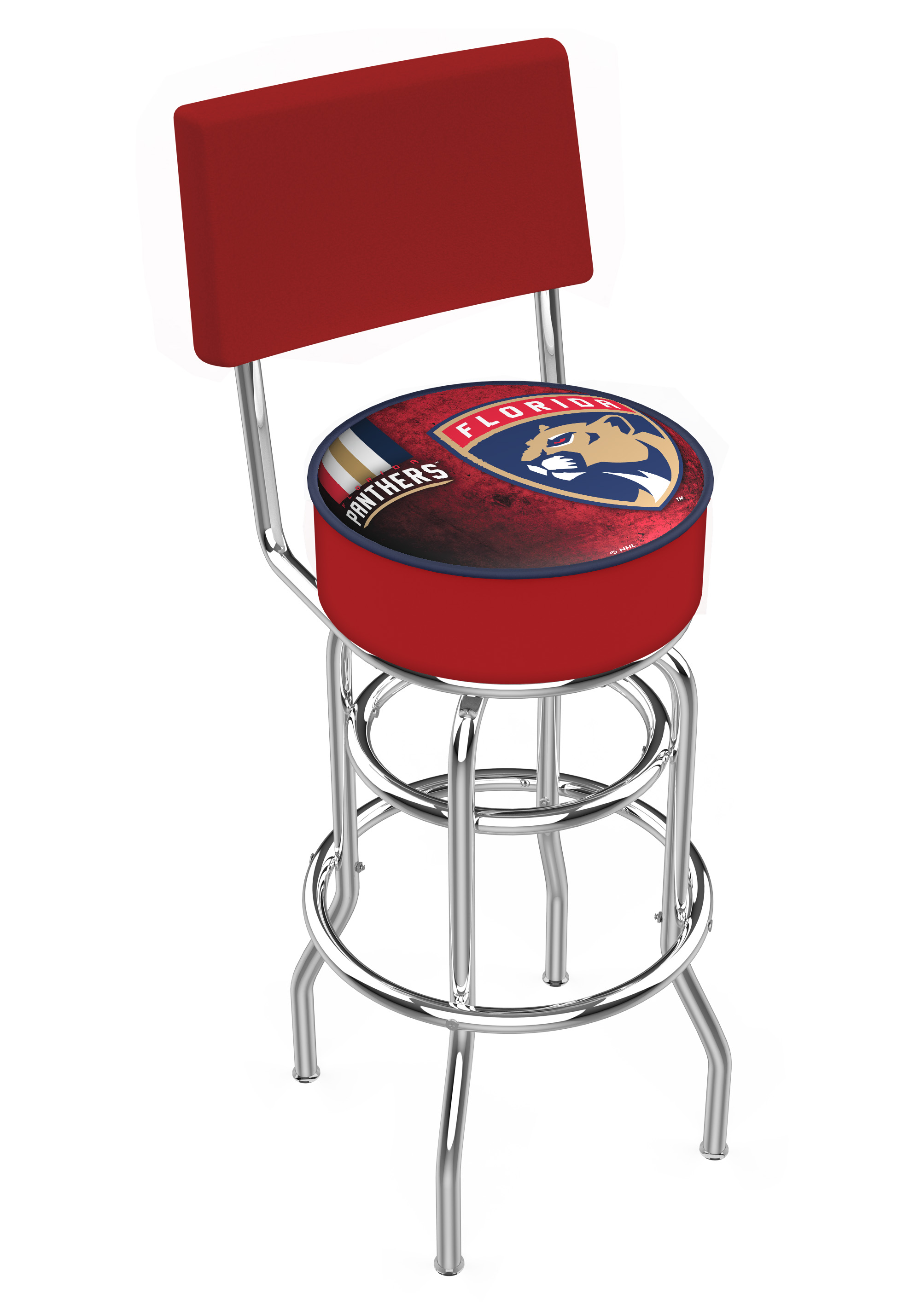 L7C4 Florida Panthers 25" Double-Ring Swivel Counter Stool with Chrome Finish   