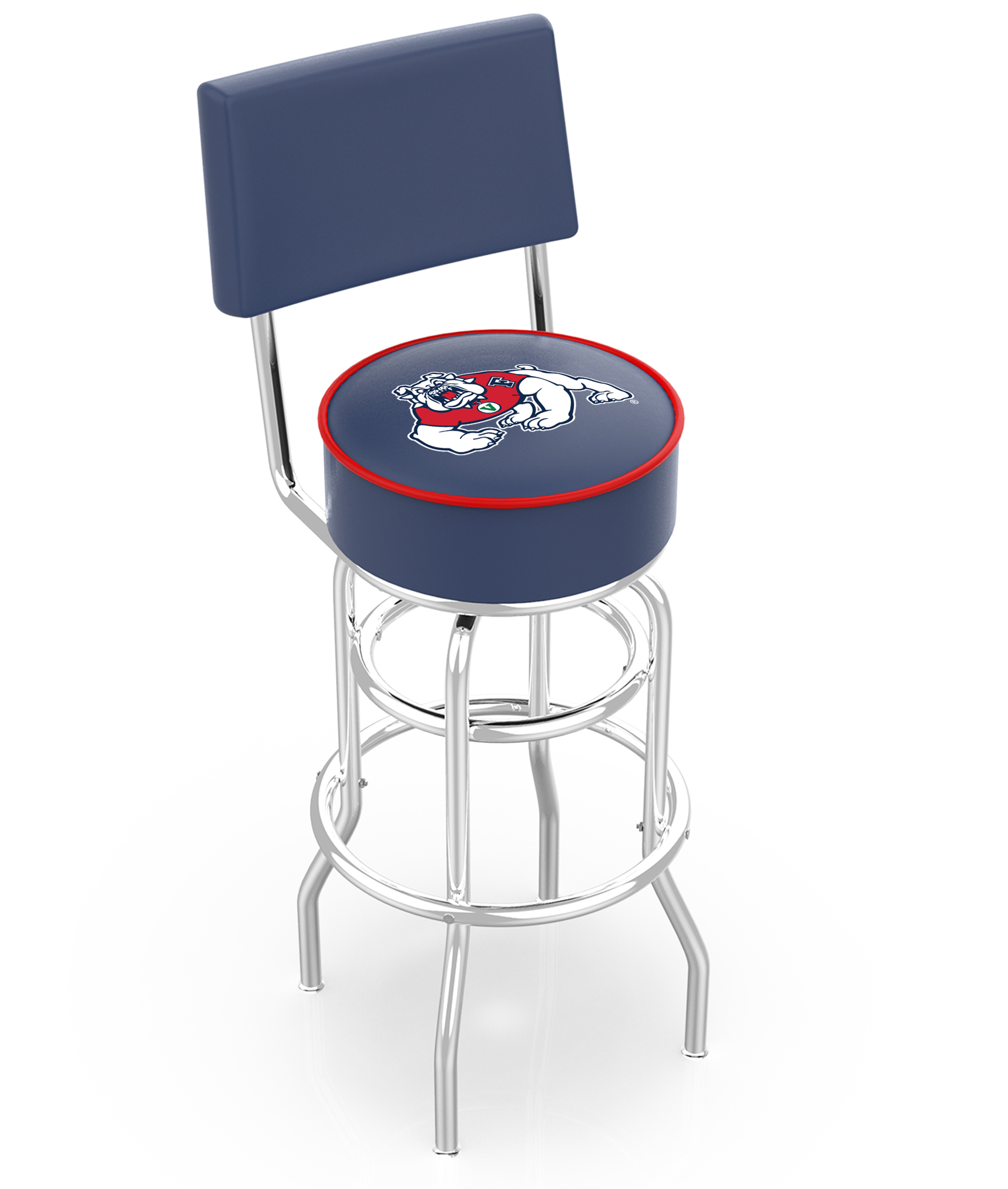  L7C4 Fresno State 30" Double-Ring Swivel Bar Stool with Chrome Finish  