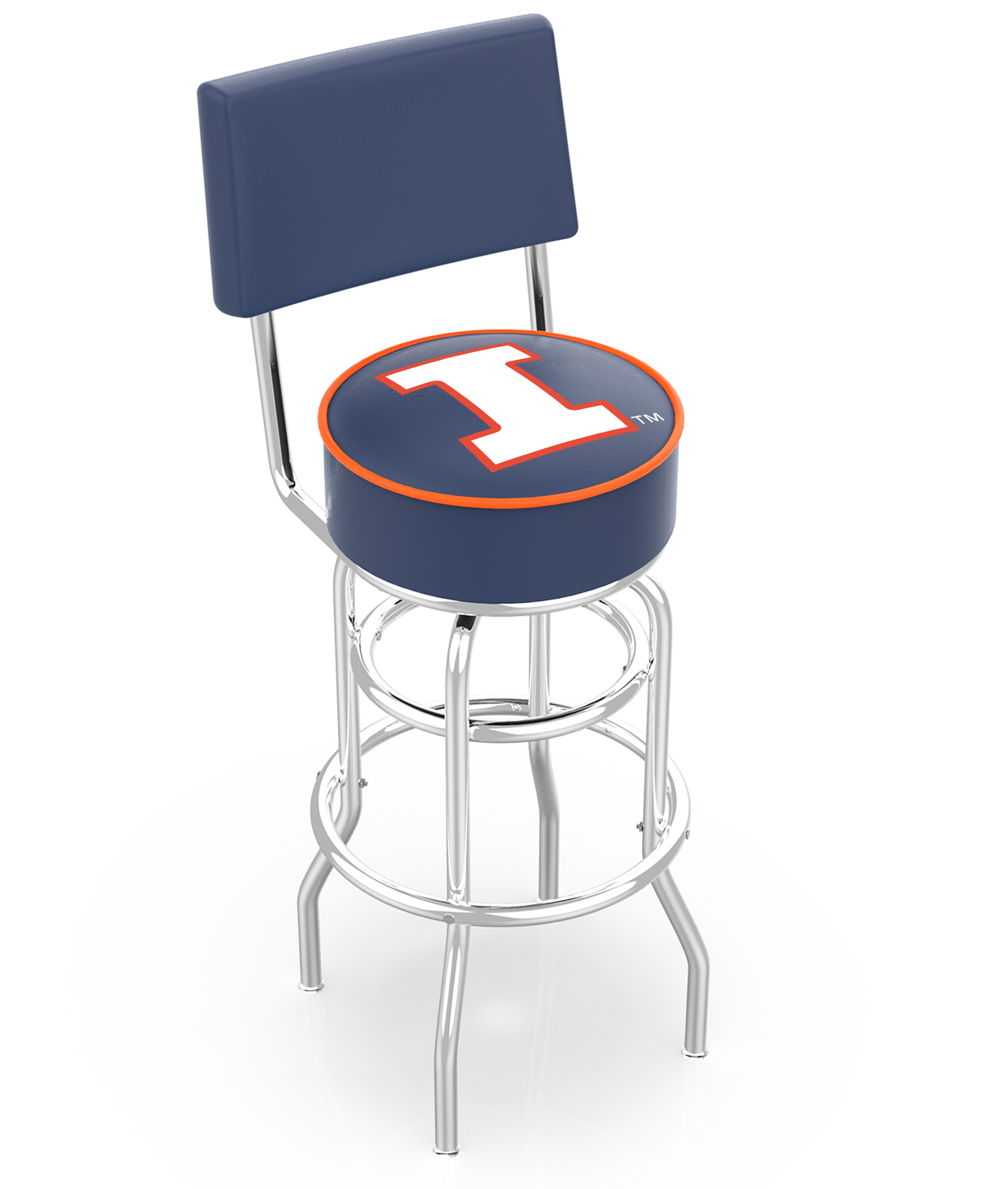  L7C4 Illinois 30" Double-Ring Swivel Bar Stool with Chrome Finish  