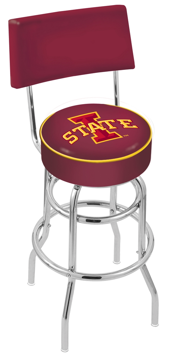  L7C4 Iowa State 30" Double-Ring Swivel Bar Stool with Chrome Finish  