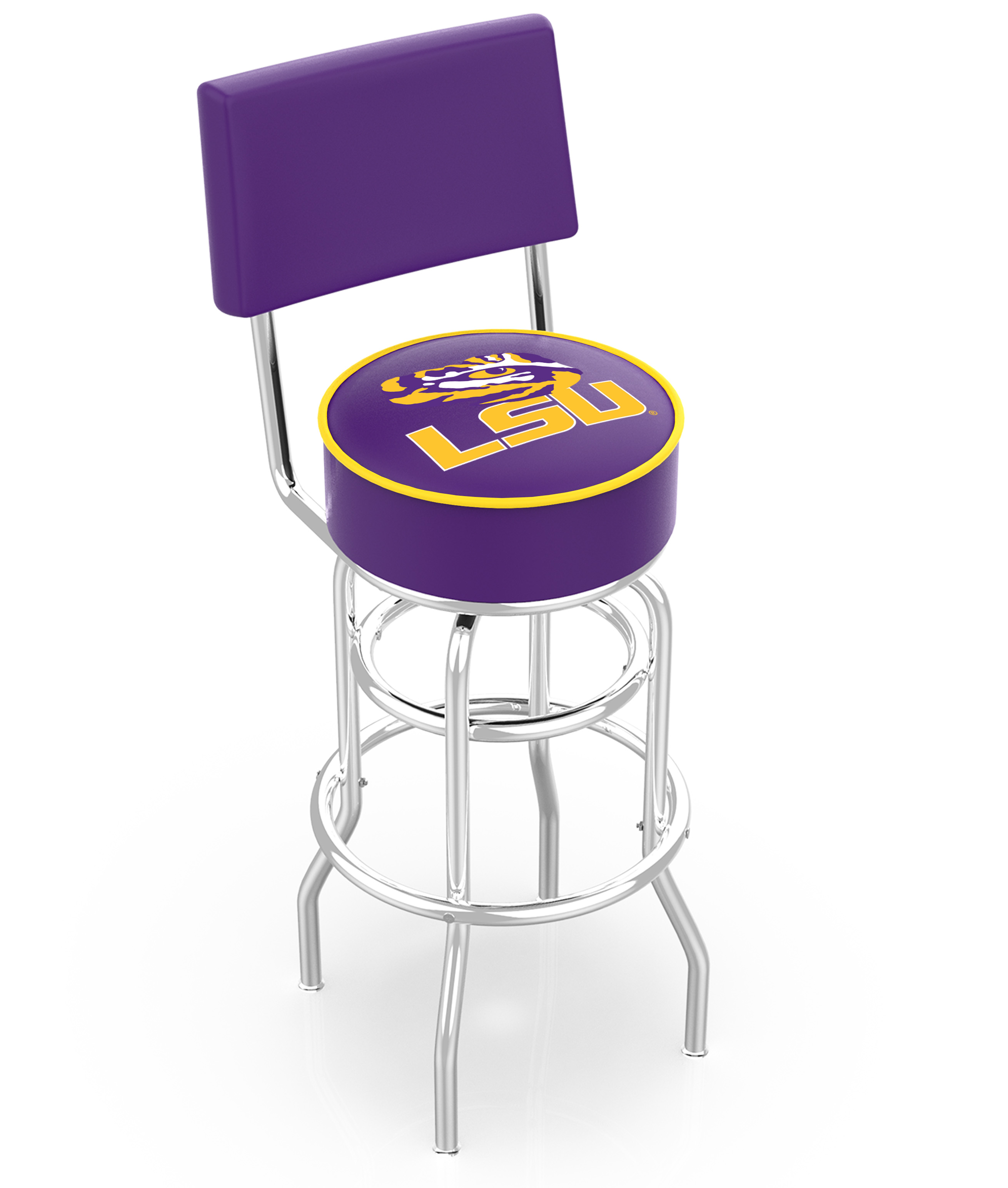  L7C4 Louisiana State 30" Double-Ring Swivel Bar Stool with Chrome Finish  