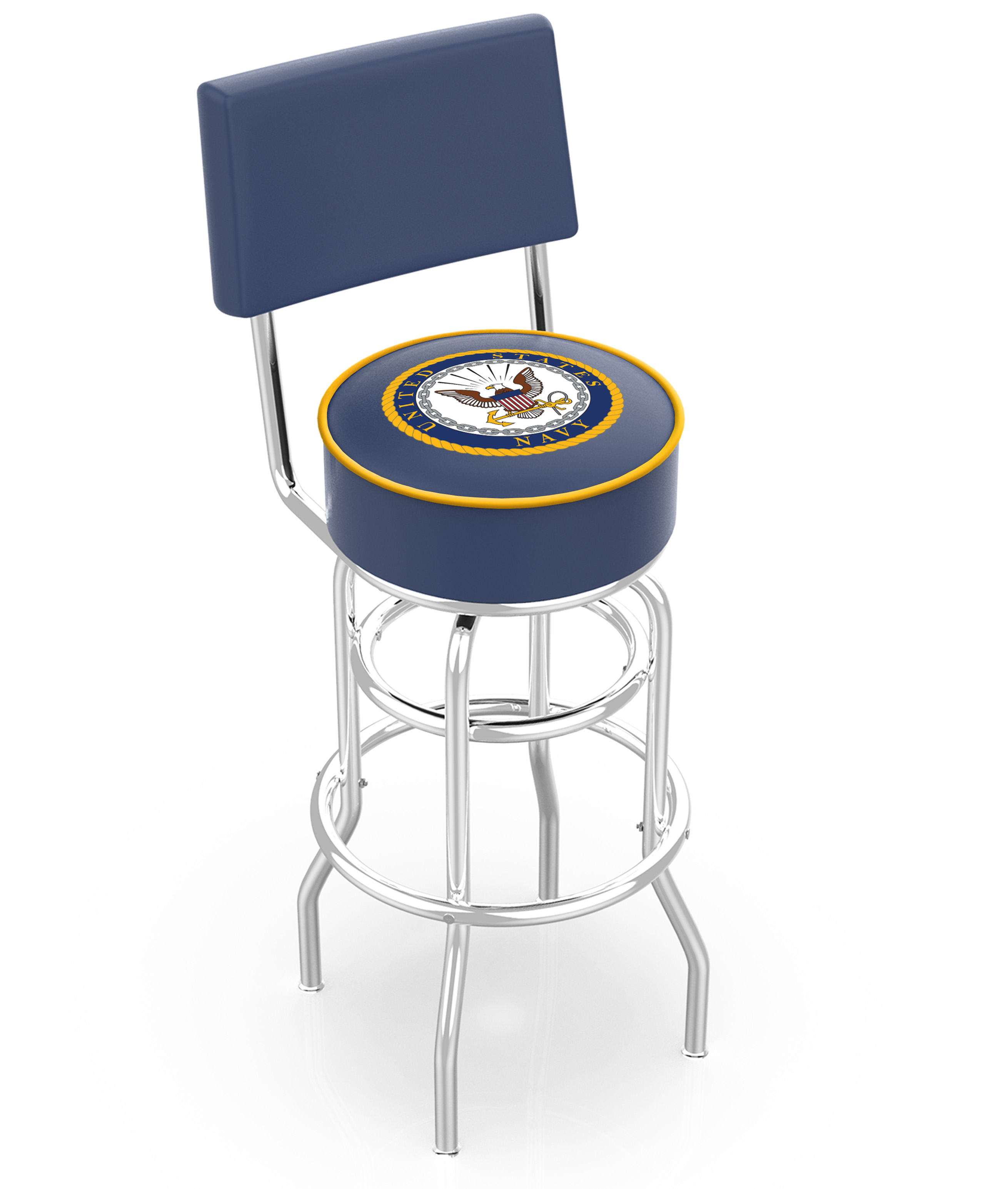  L7C4 U.S. Navy 30" Double-Ring Swivel Bar Stool with Chrome Finish  