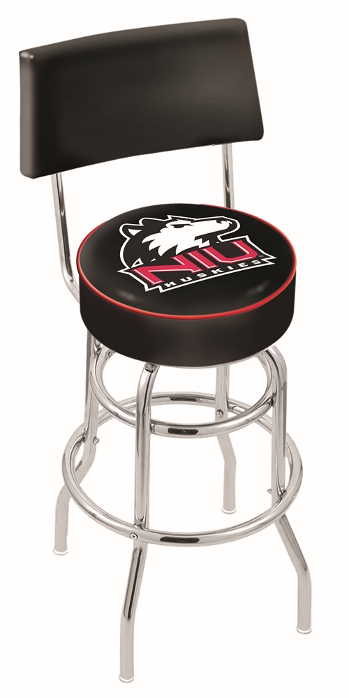  L7C4 Northern Illinois 30" Double-Ring Swivel Bar Stool with Chrome Finish  
