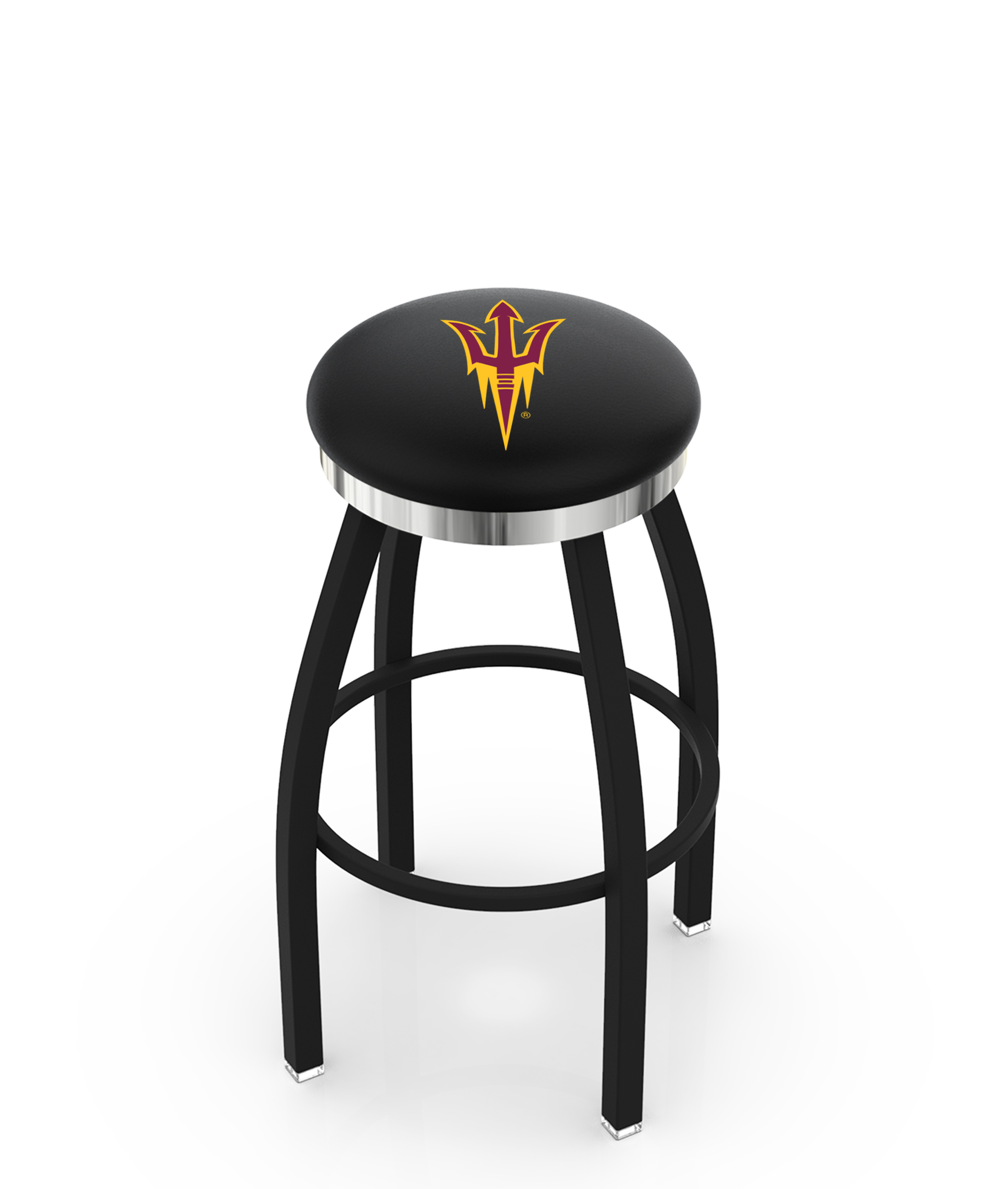  L8B2C Arizona State (Pitchfork) 36" Swivel Bar Stool with a Black Wrinkle and Chrome Finish  