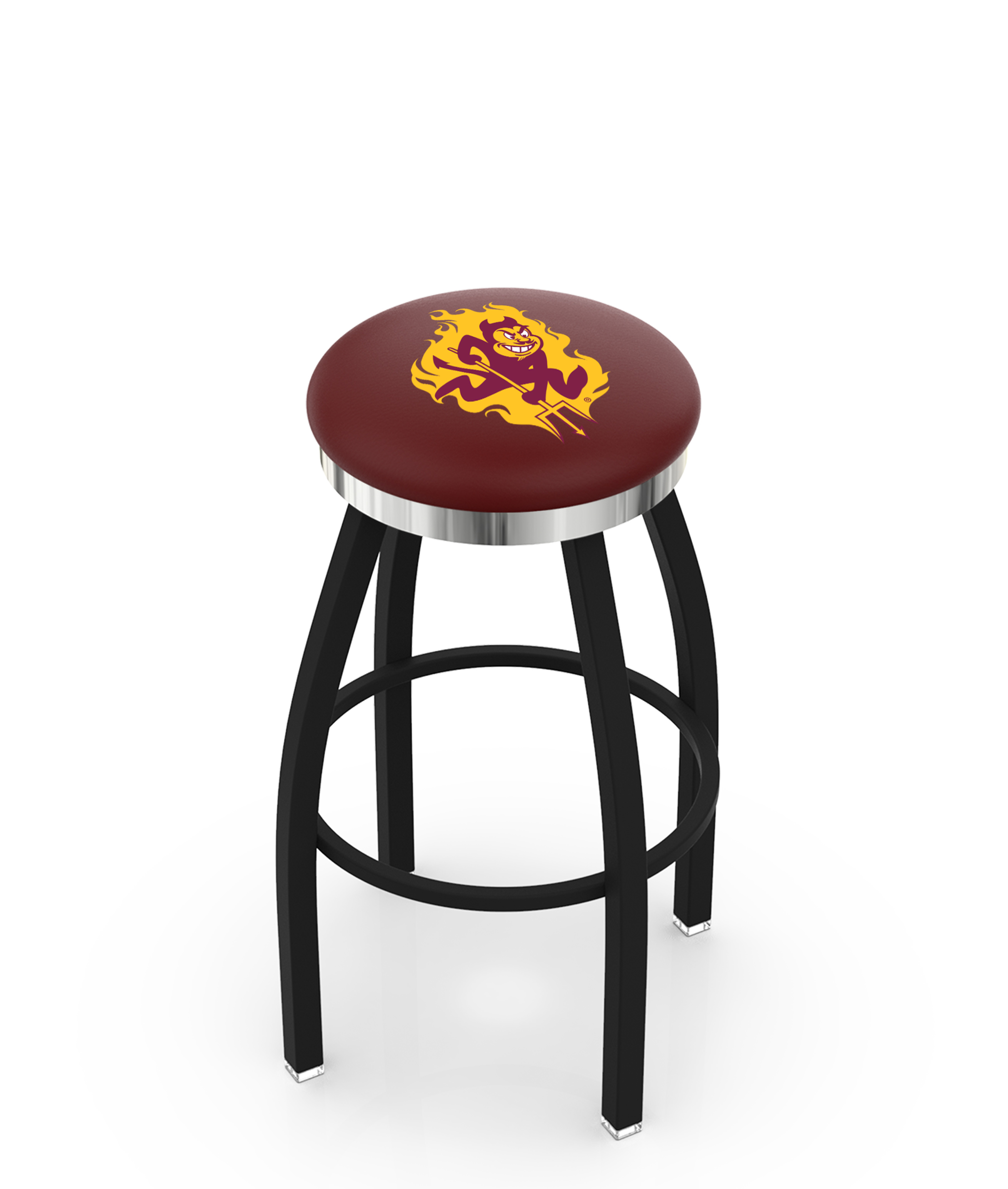  L8B2C Arizona State (Sparky) 36" Swivel Bar Stool with a Black Wrinkle and Chrome Finish  