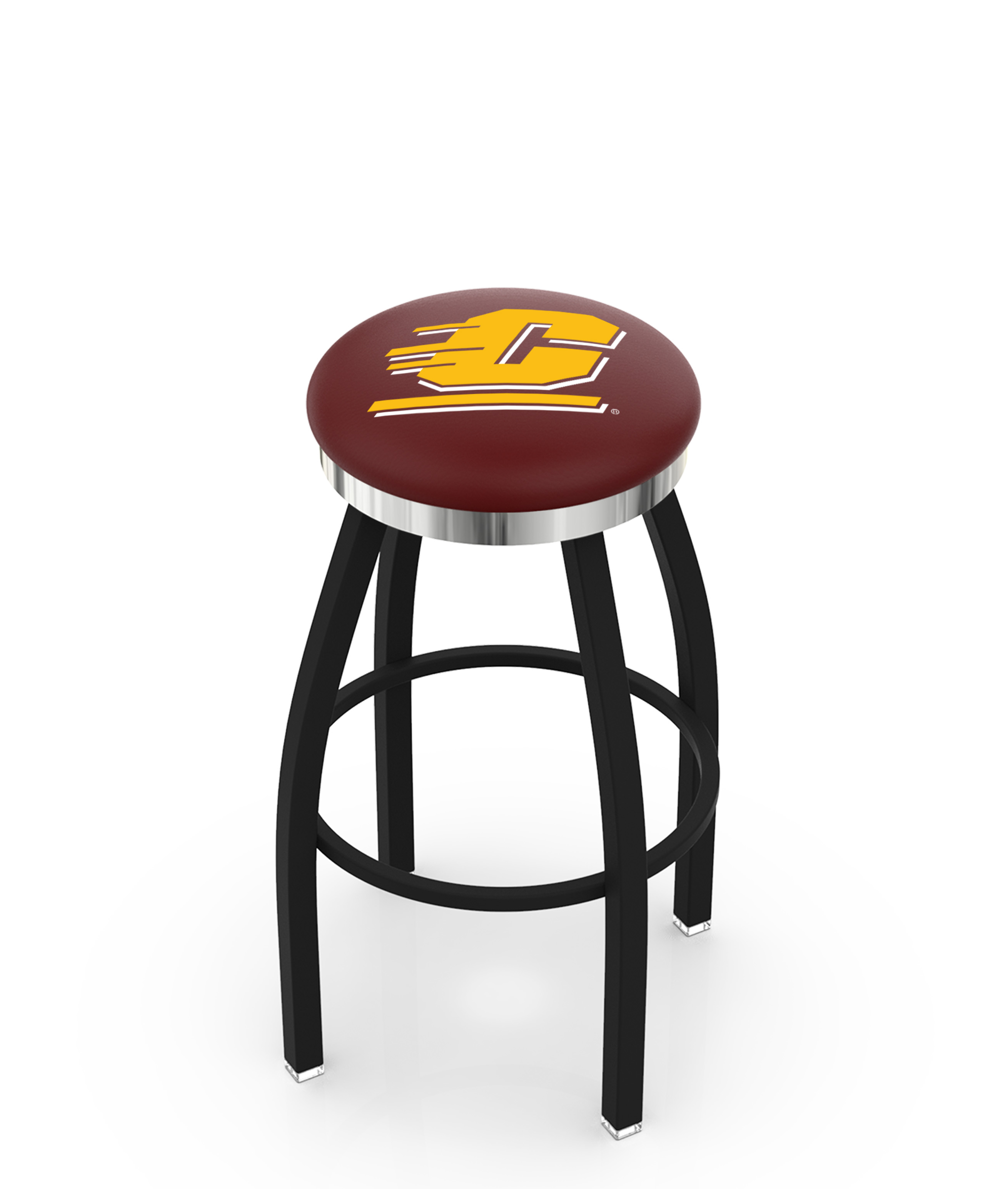  L8B2C Central Michigan 25" Swivel Counter Stool with a Black Wrinkle and Chrome Finish  