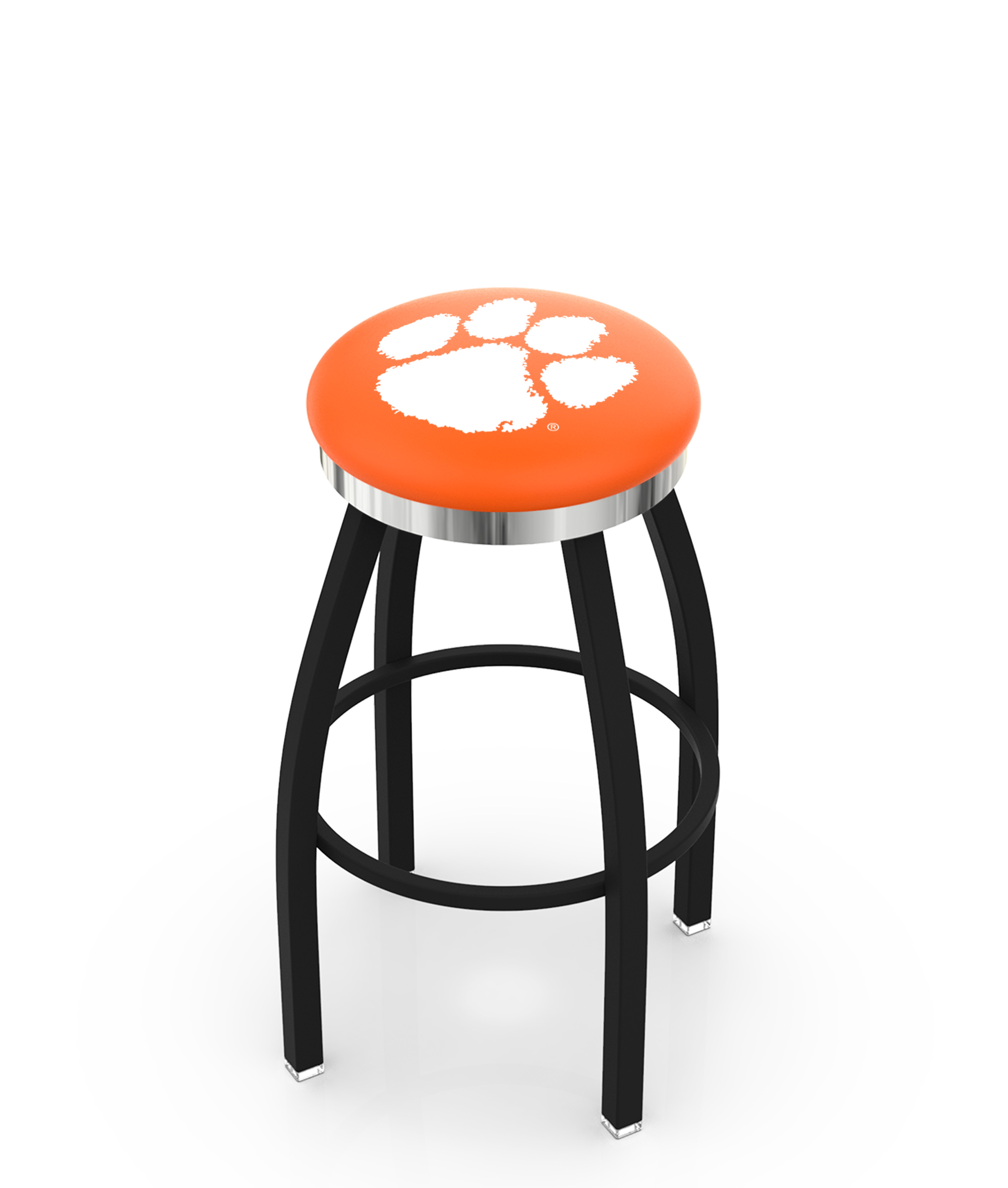 L8B2C Clemson 36" Swivel Bar Stool with a Black Wrinkle and Chrome Finish  