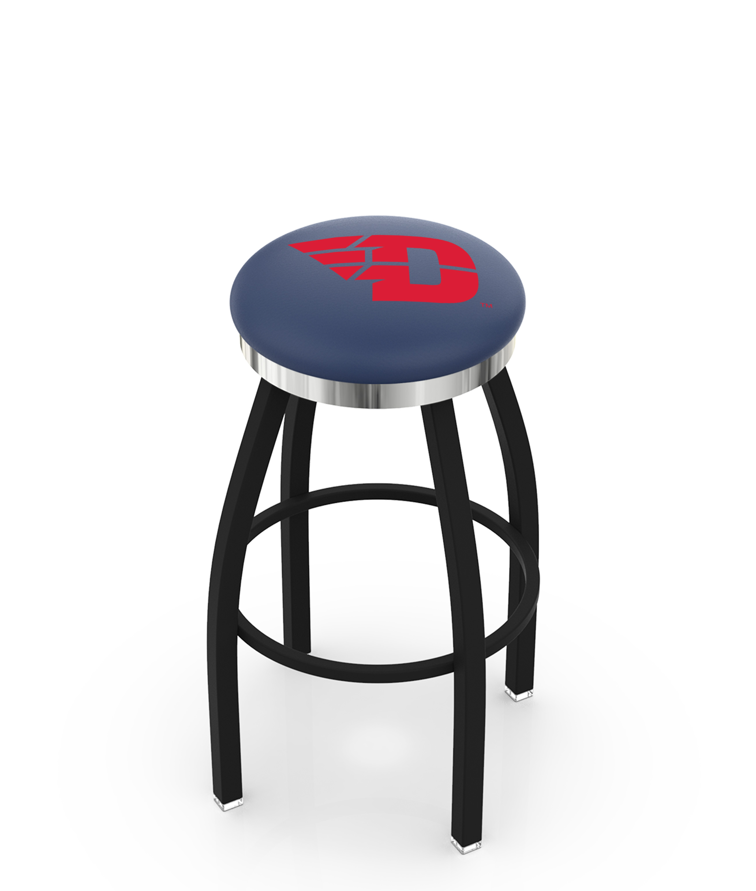  L8B2C University of Dayton 36" Swivel Bar Stool with a Black Wrinkle and Chrome Finish  