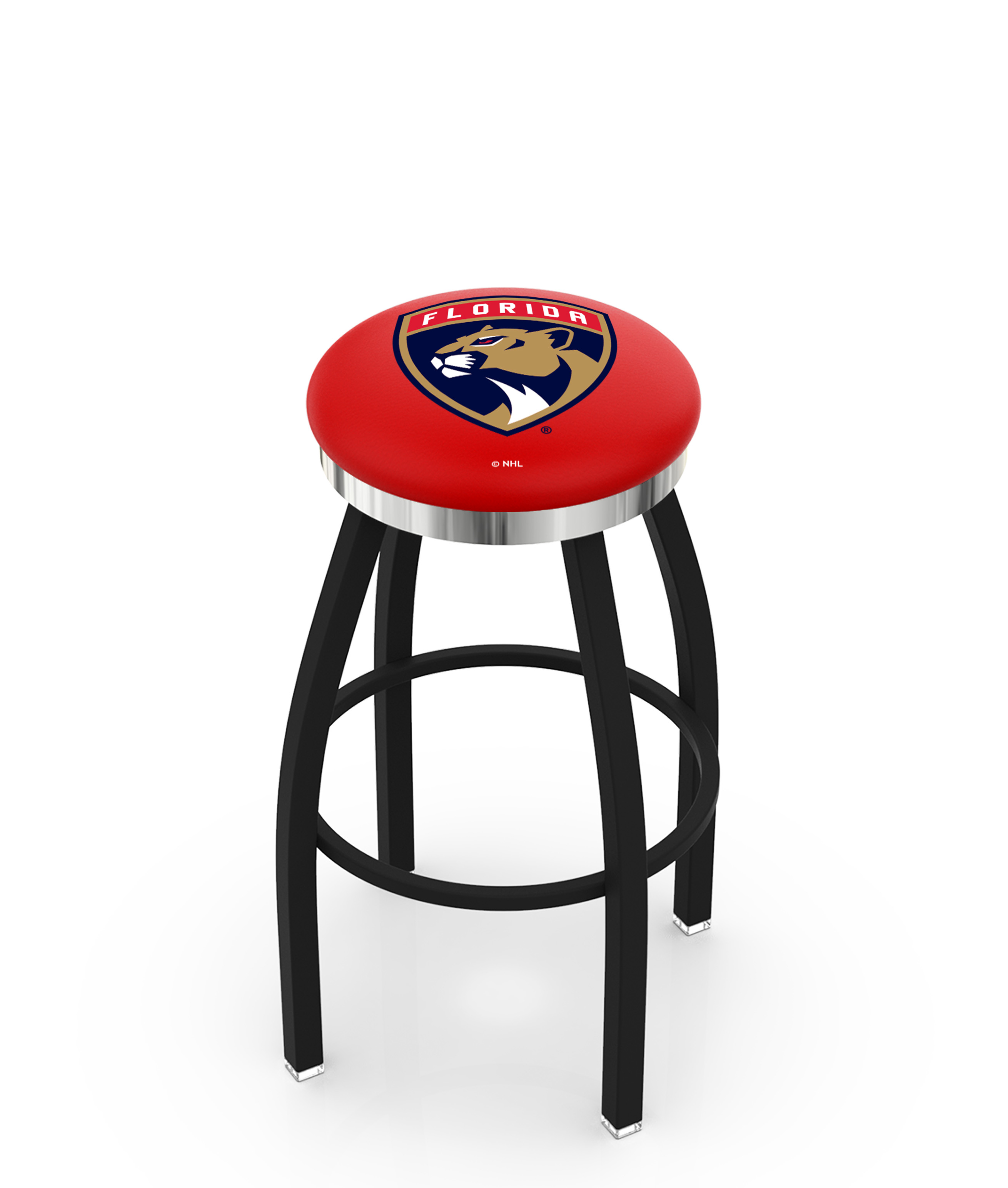  L8B2C Florida Panthers 25" Swivel Counter Stool with a Black Wrinkle and Chrome Finish  