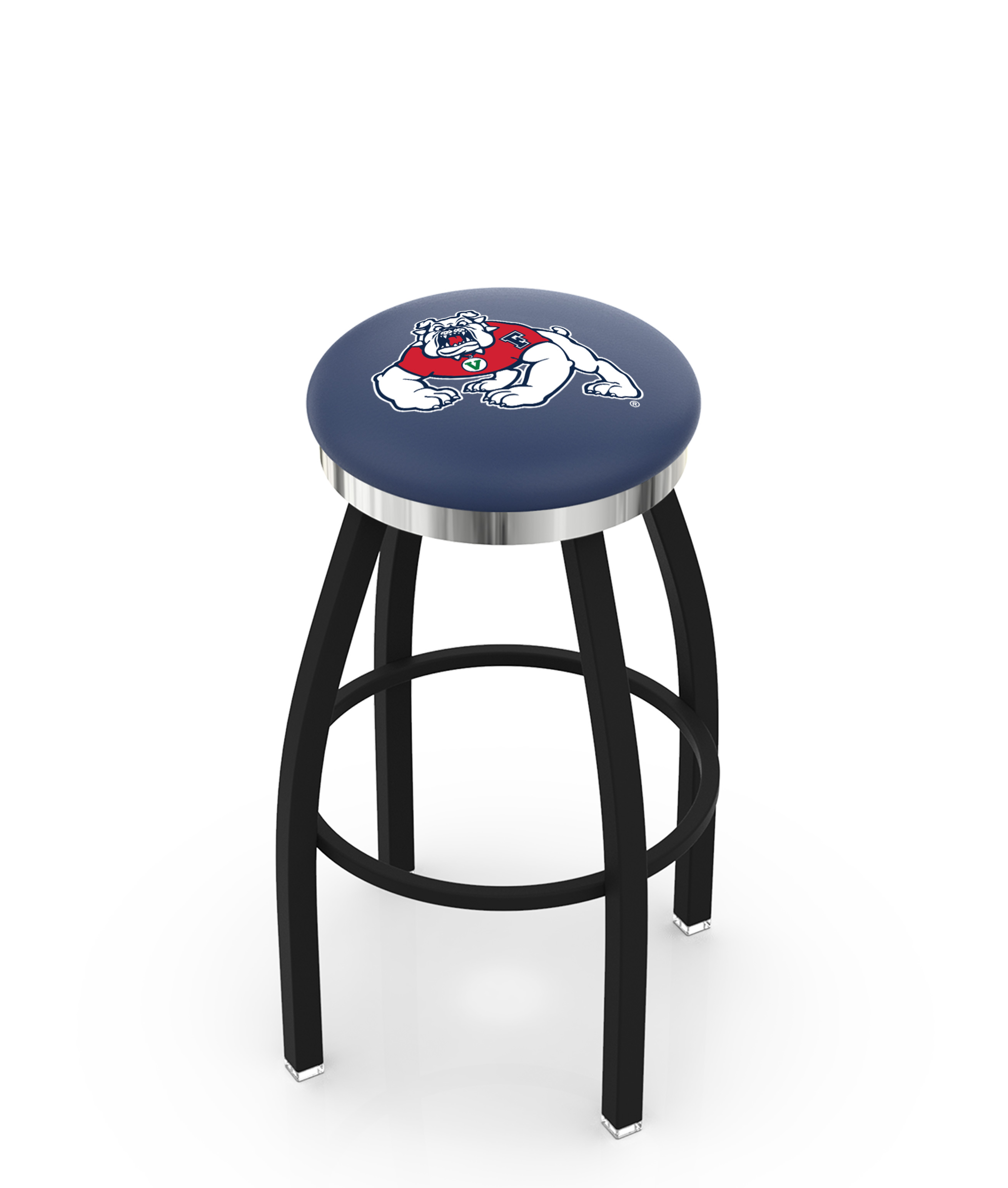  L8B2C Fresno State 36" Swivel Bar Stool with a Black Wrinkle and Chrome Finish  