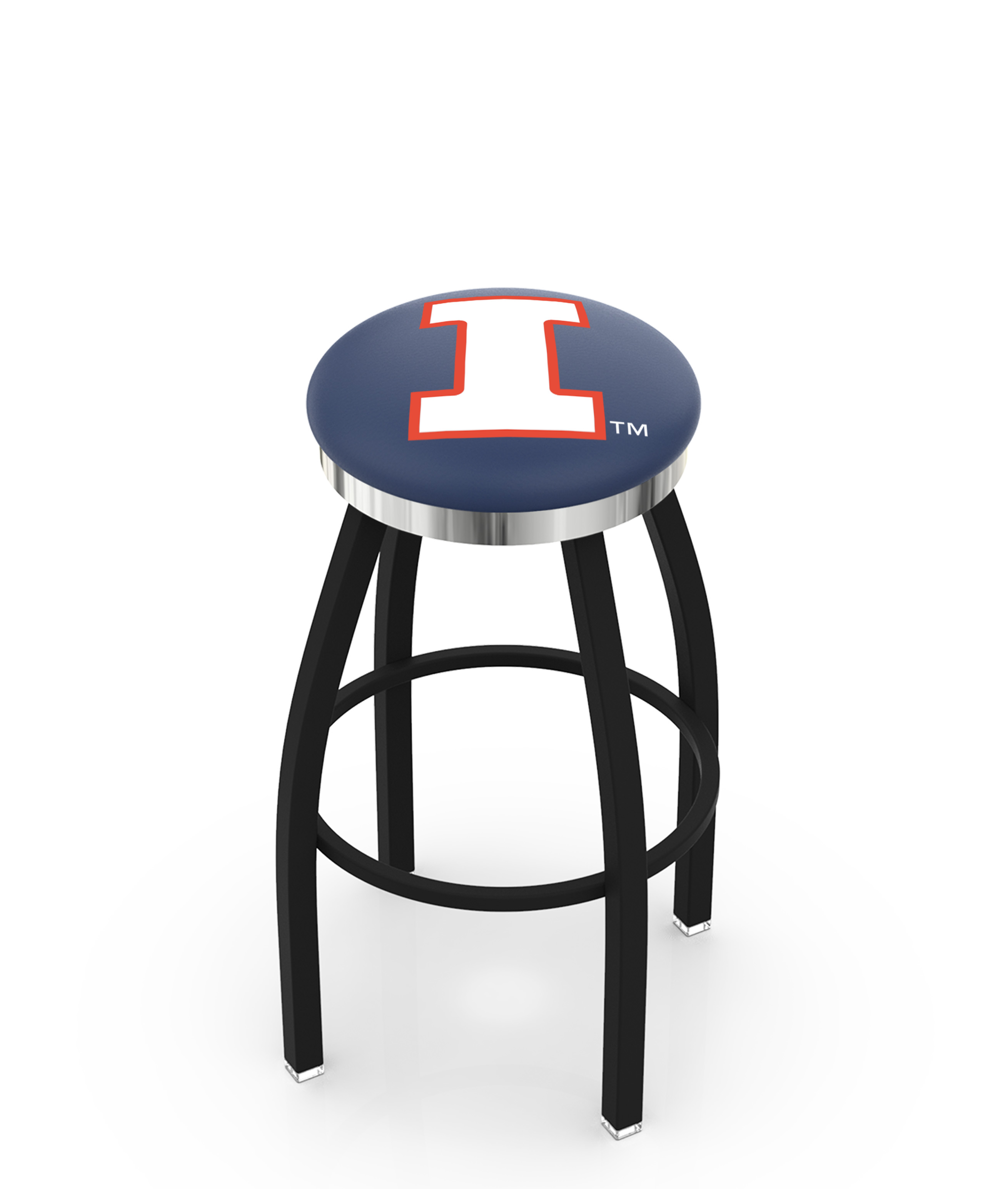  L8B2C Illinois 36" Swivel Bar Stool with a Black Wrinkle and Chrome Finish  