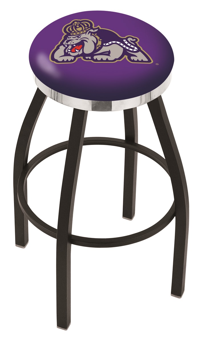 L8B2C James Madison 36" Swivel Bar Stool with a Black Wrinkle and Chrome Finish  