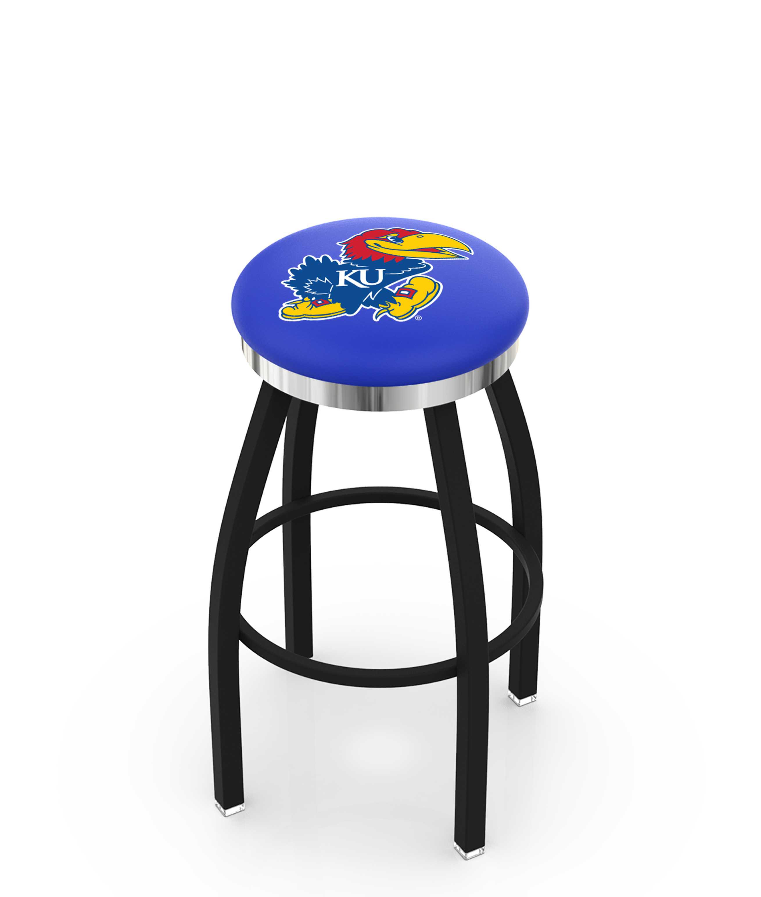  L8B2C Kansas 36" Swivel Bar Stool with a Black Wrinkle and Chrome Finish  