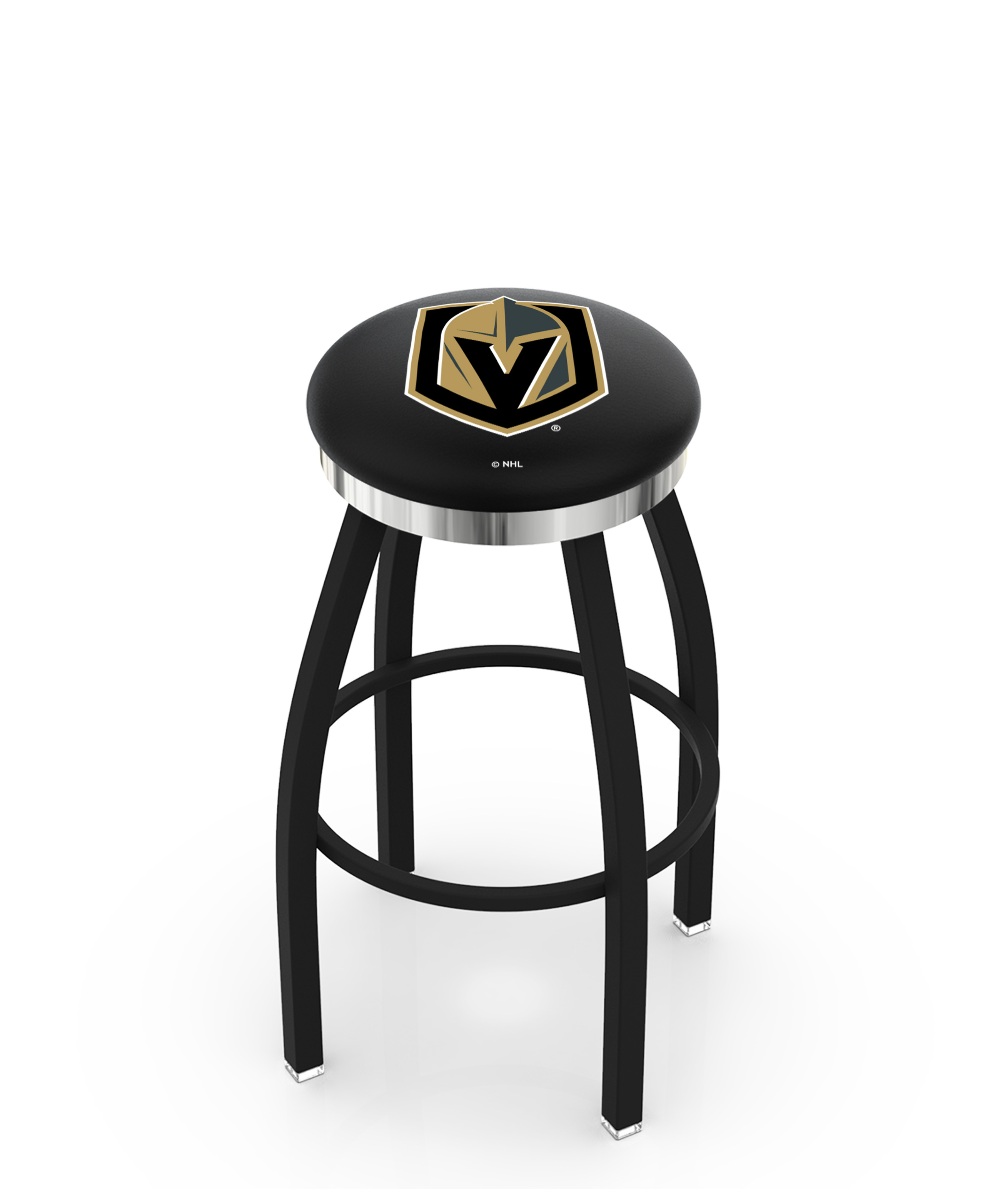  L8B2C Vegas Golden Knights 36" Swivel Bar Stool with a Black Wrinkle and Chrome Finish  
