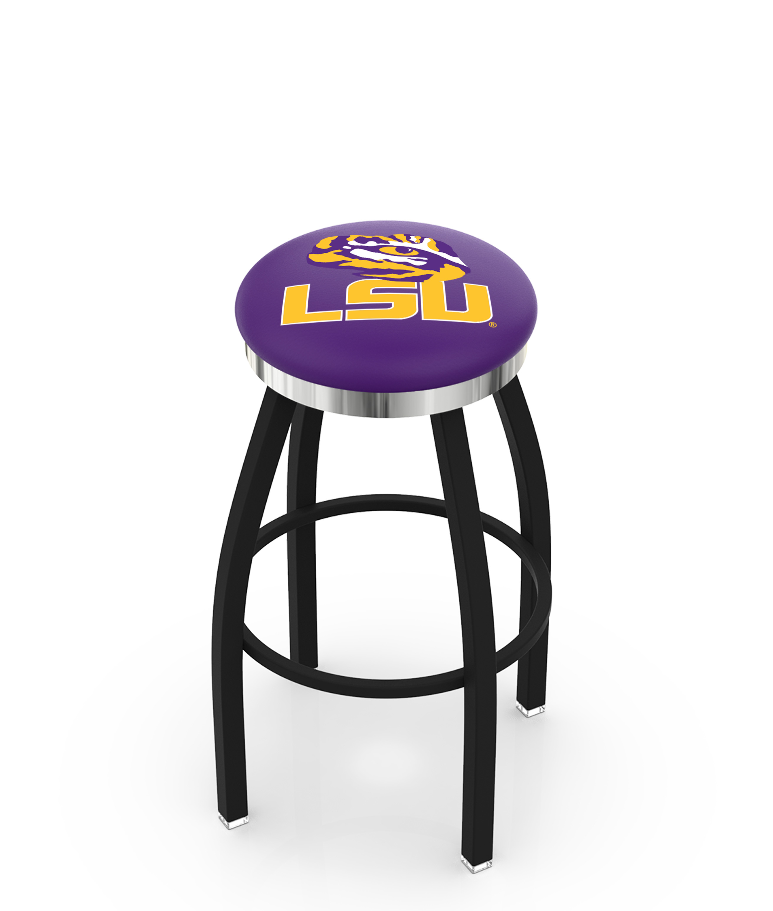  L8B2C Louisiana State 25" Swivel Counter Stool with a Black Wrinkle and Chrome Finish  