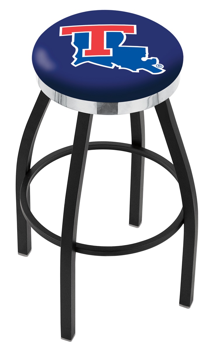  L8B2C Louisiana Tech 36" Swivel Bar Stool with a Black Wrinkle and Chrome Finish  