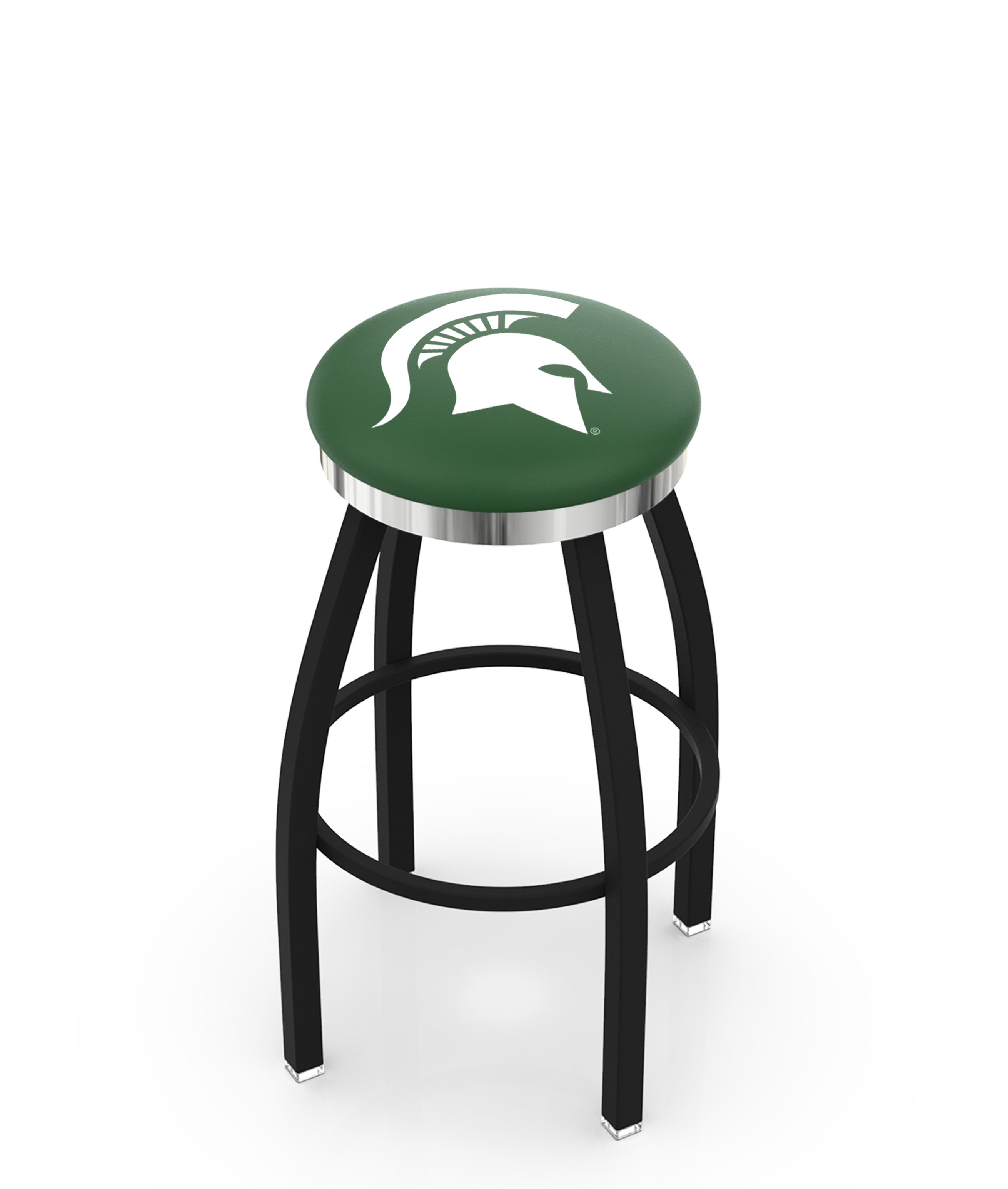  L8B2C Michigan State 36" Swivel Bar Stool with a Black Wrinkle and Chrome Finish  