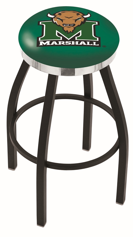  L8B2C Marshall 36" Swivel Bar Stool with a Black Wrinkle and Chrome Finish  