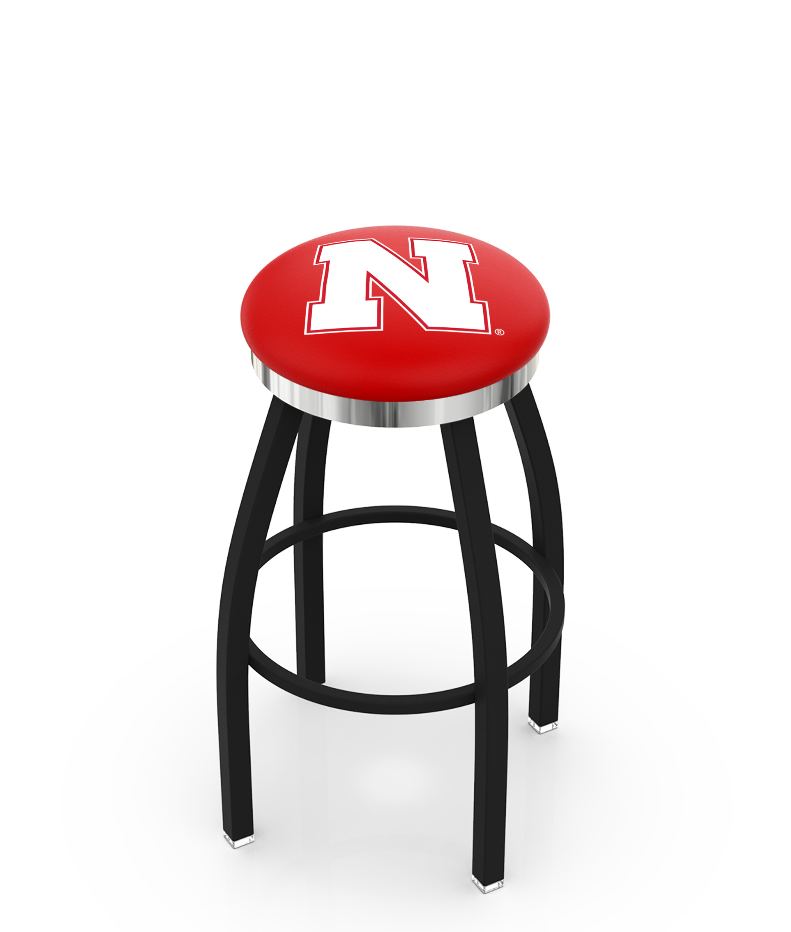  L8B2C Nebraska 36" Swivel Bar Stool with a Black Wrinkle and Chrome Finish  
