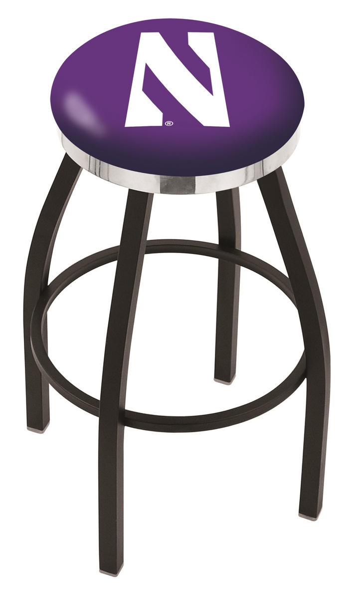  L8B2C Northwestern 36" Swivel Bar Stool with a Black Wrinkle and Chrome Finish  