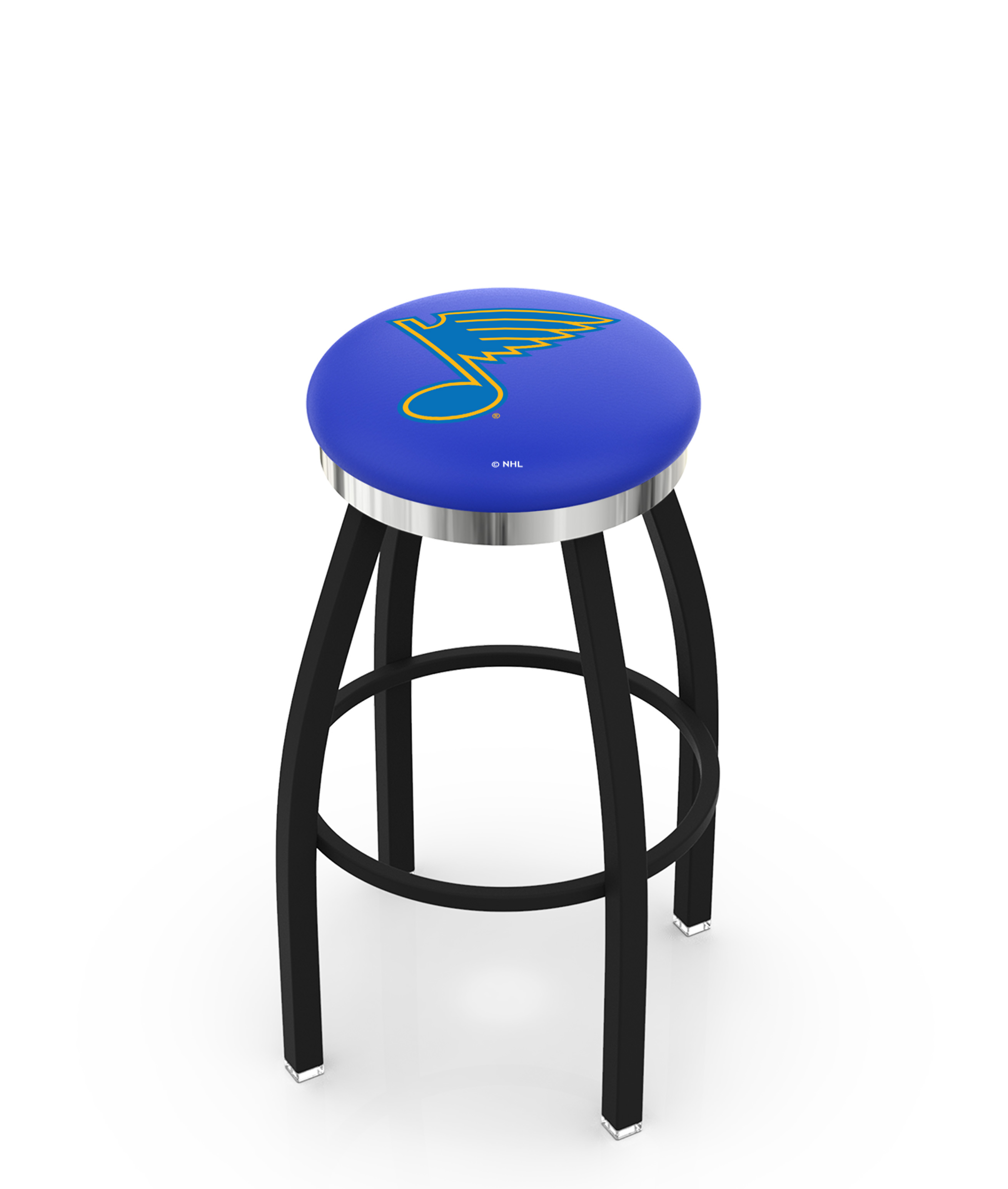  L8B2C St Louis Blues 30" Swivel Bar Stool with a Black Wrinkle and Chrome Finish  